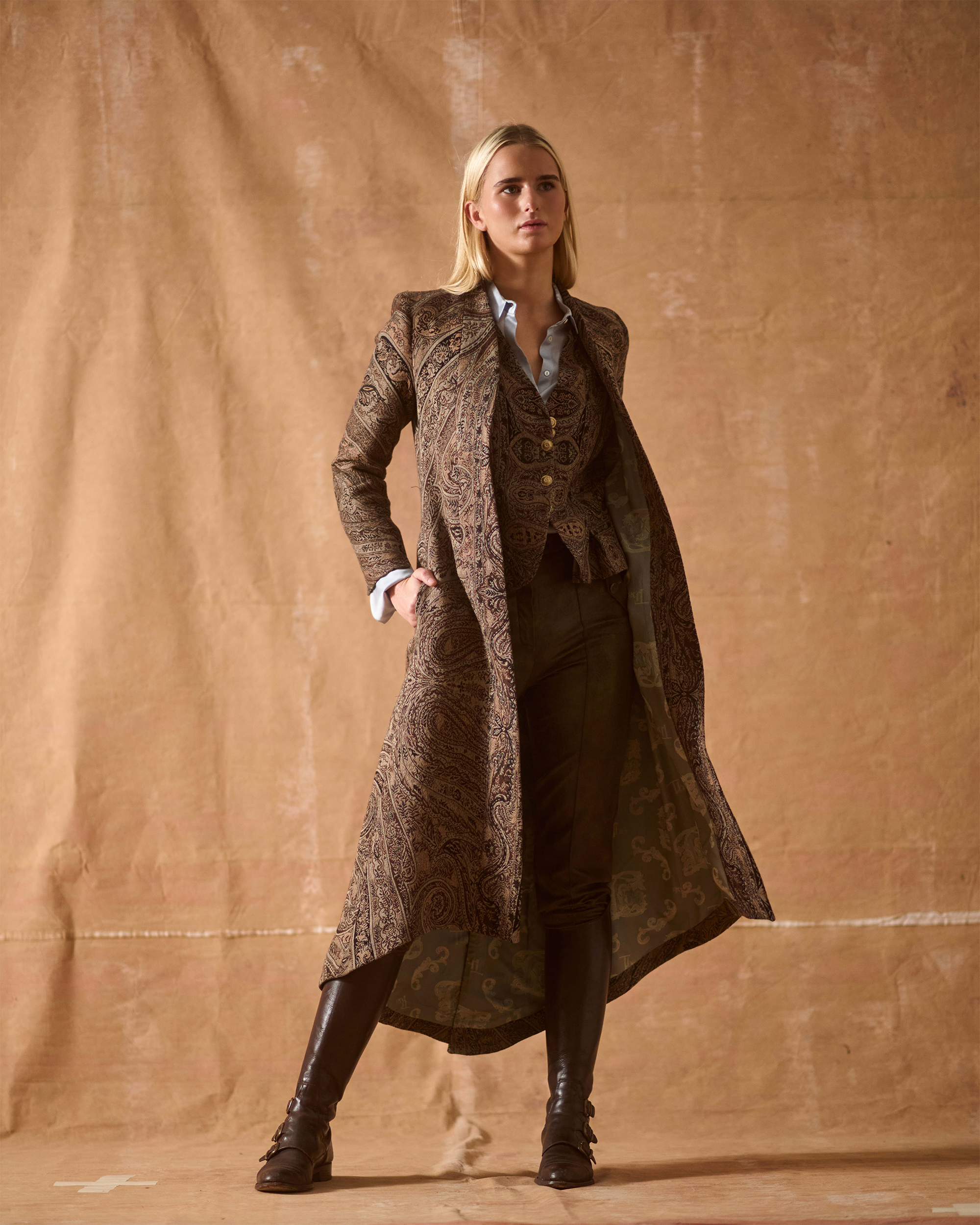 Abrigo Jacquard De Manga Larga Tejido De Color Liso Para Mujer