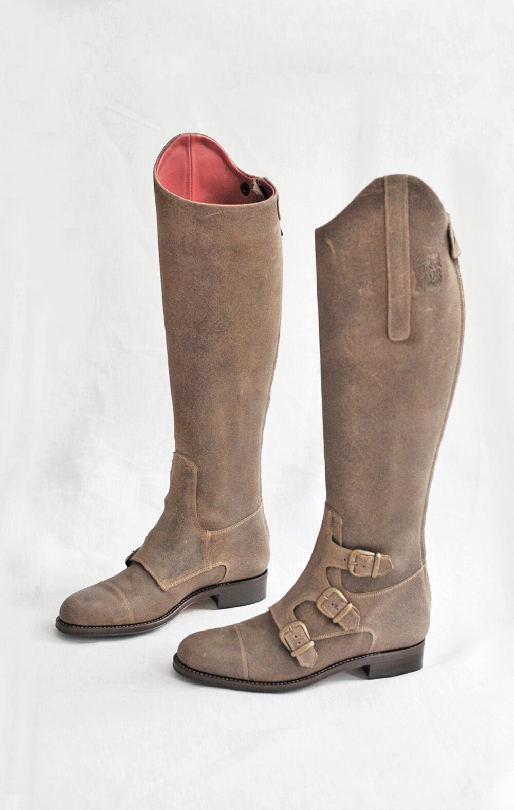 Beige Buckles Boots