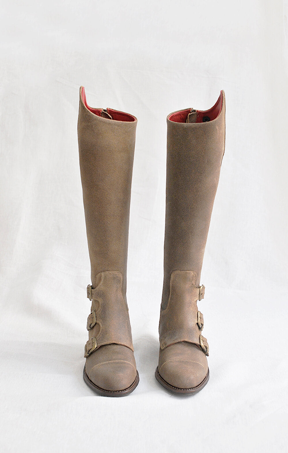 Beige Buckles Boots