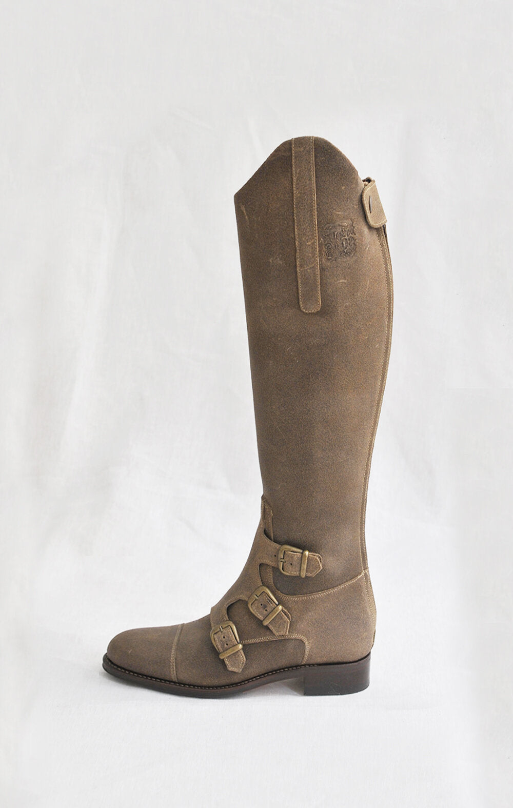 Beige Buckles Boots
