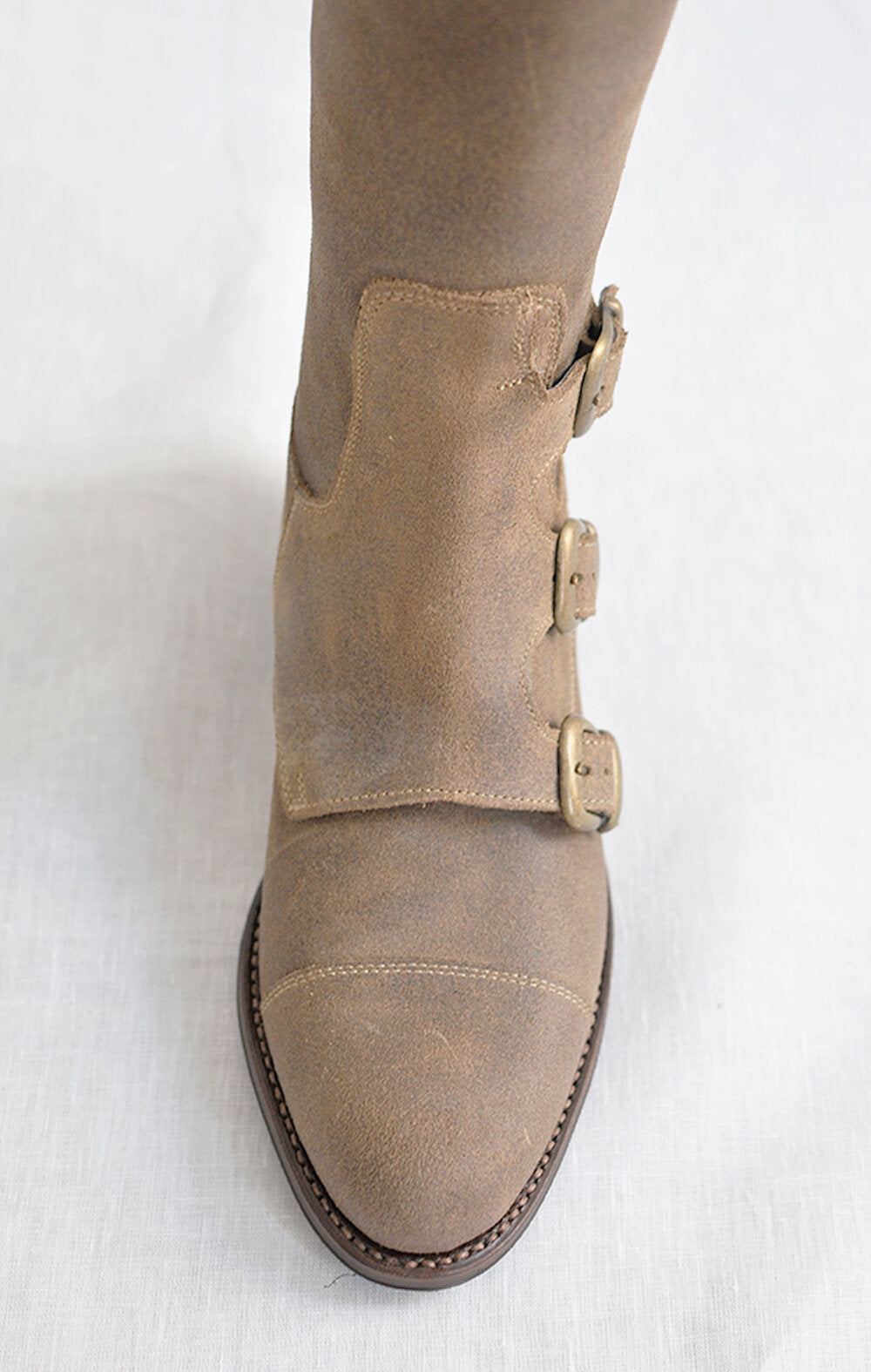 Beige Buckles Boots
