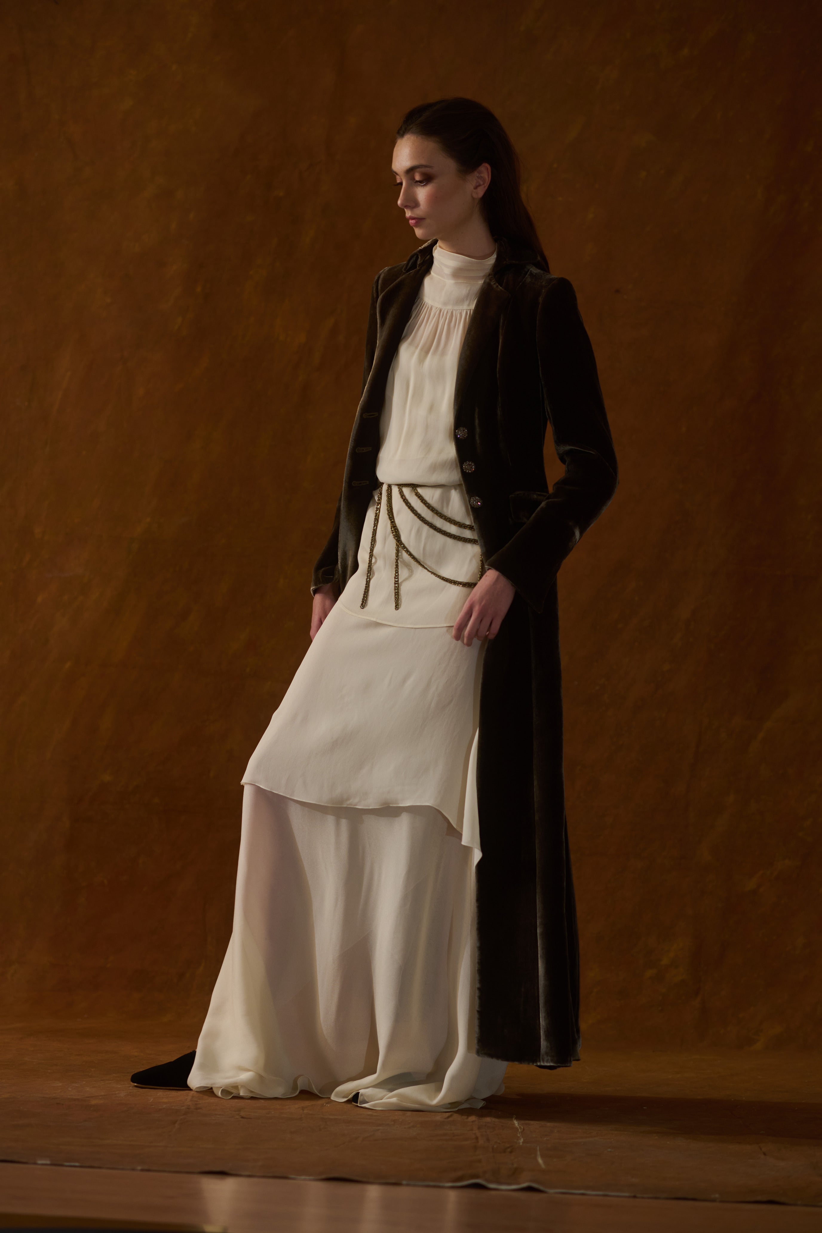 Silk Velvet Classic Coat - Rock