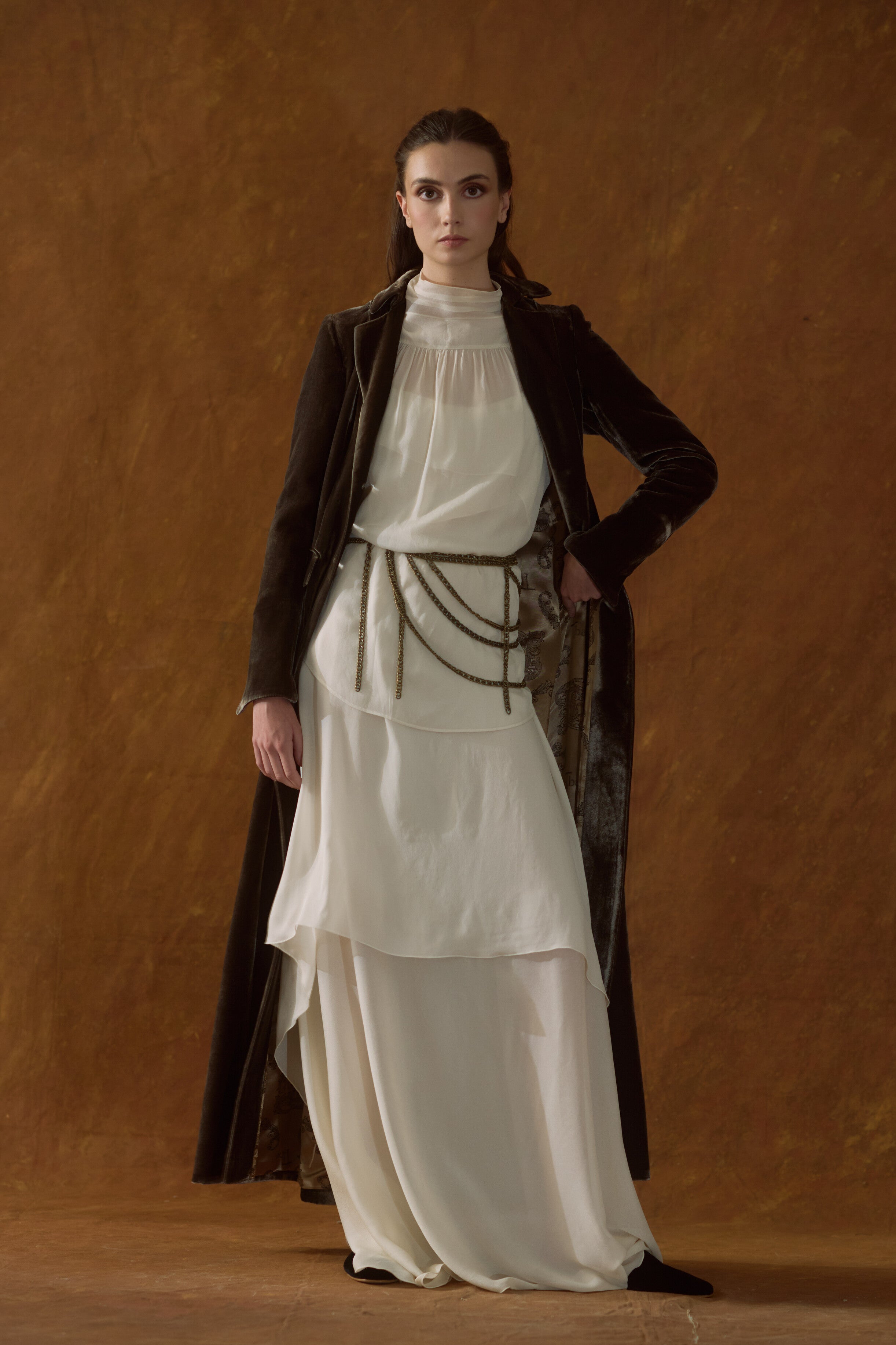 Silk Velvet Classic Coat - Rock