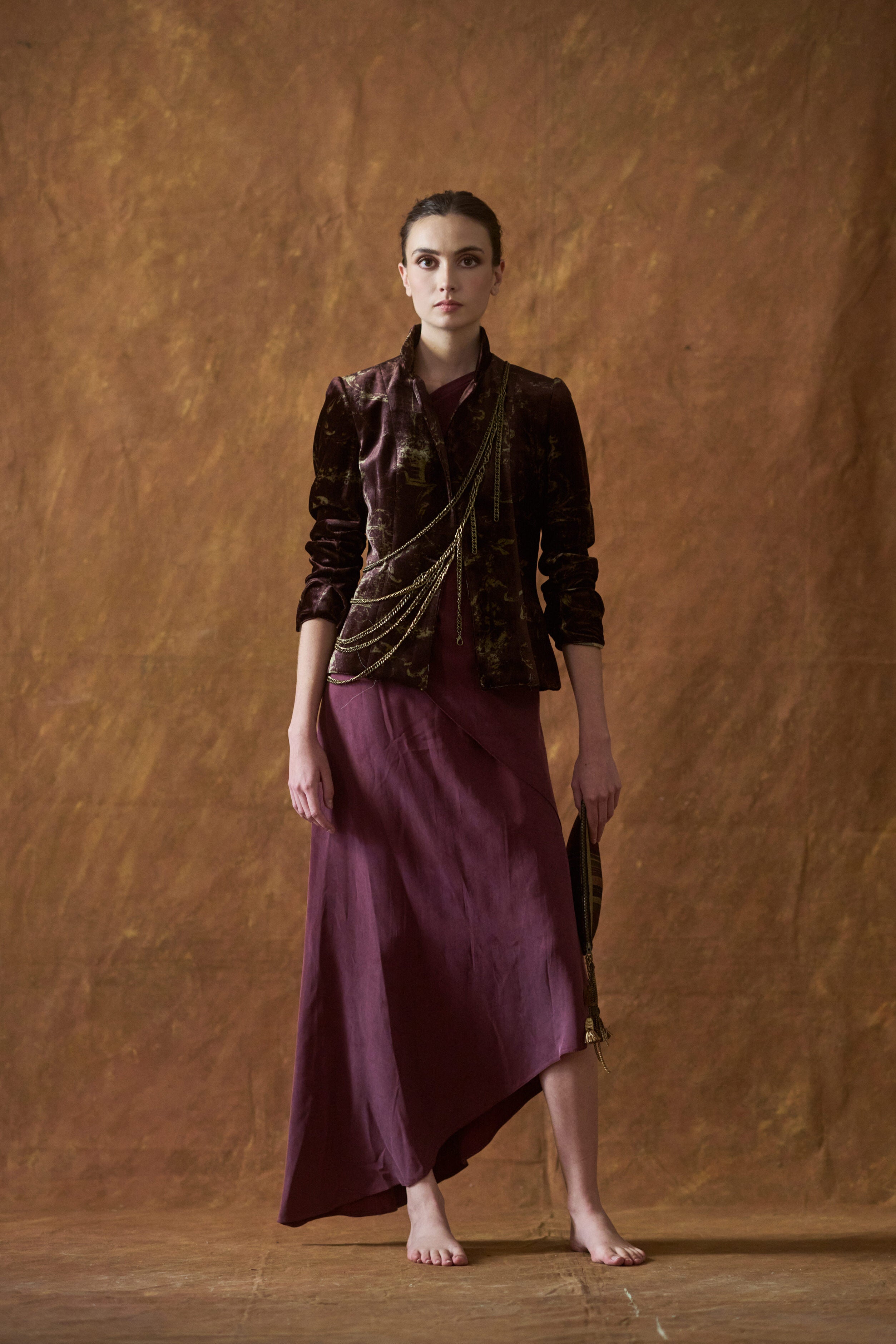 Silk Velvet Siena Jacket - Print Grape