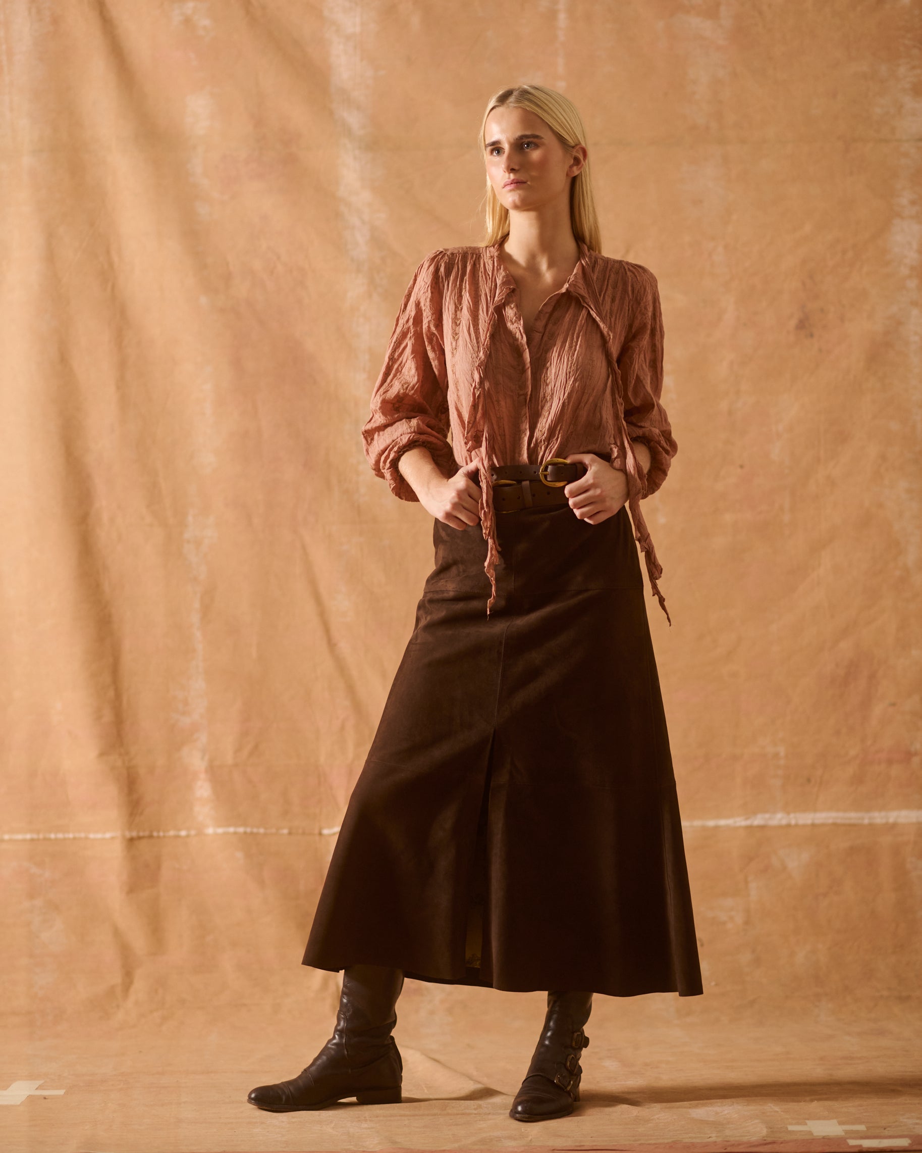 Suede Gypsy Skirt - Truffle