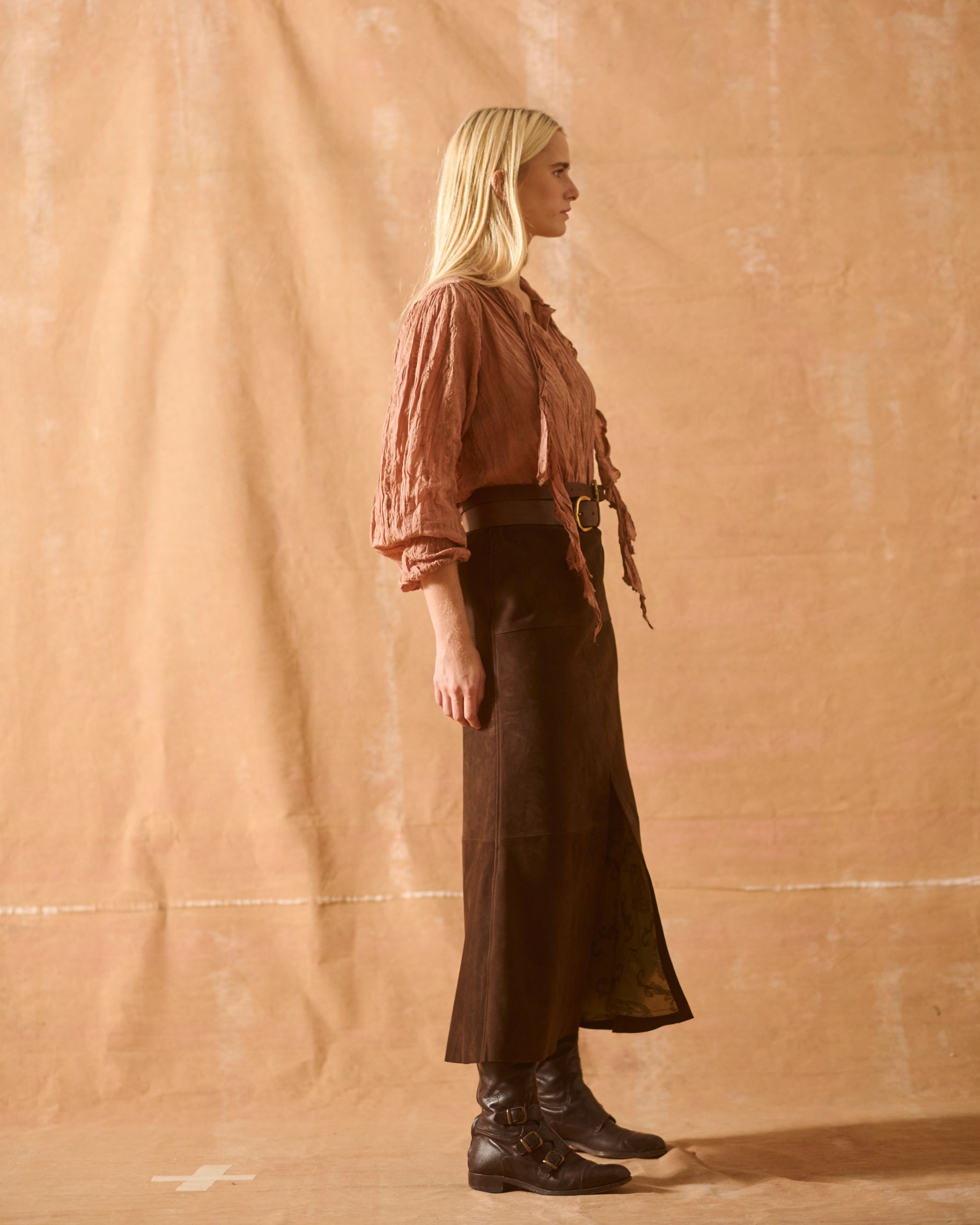Suede Gypsy Skirt - Truffle