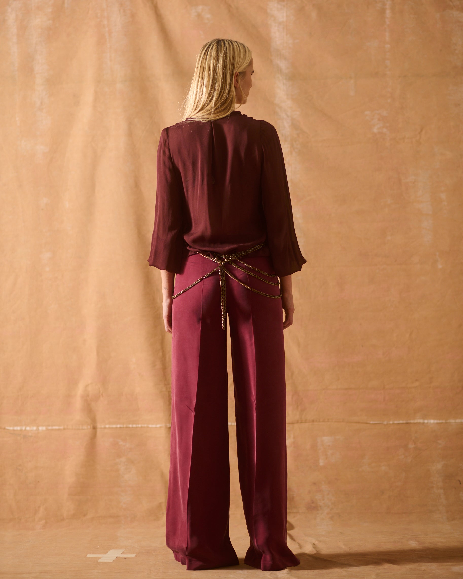 Cupro Maxi Pants - Garnet