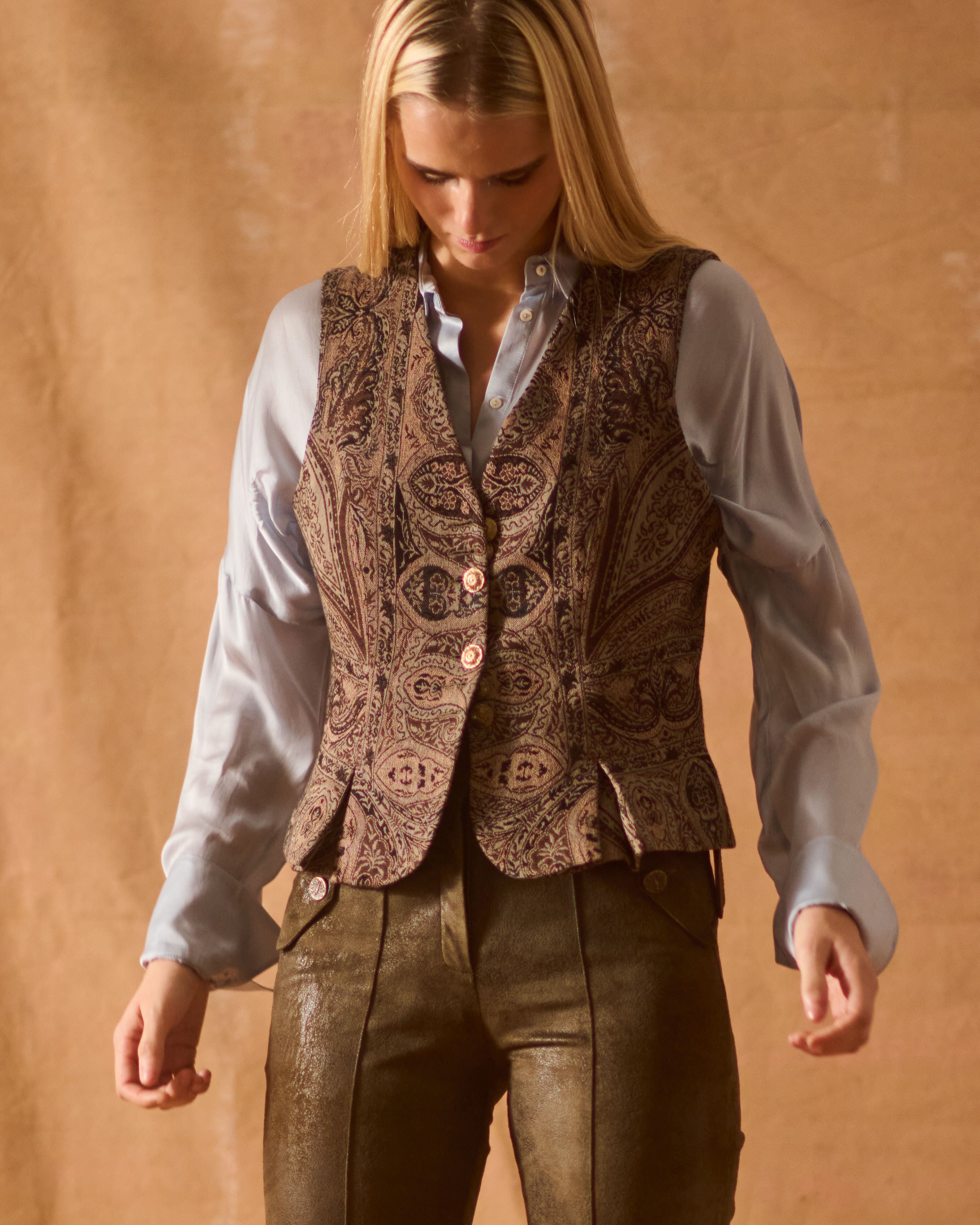 Jacquard Pleats Waistcoat