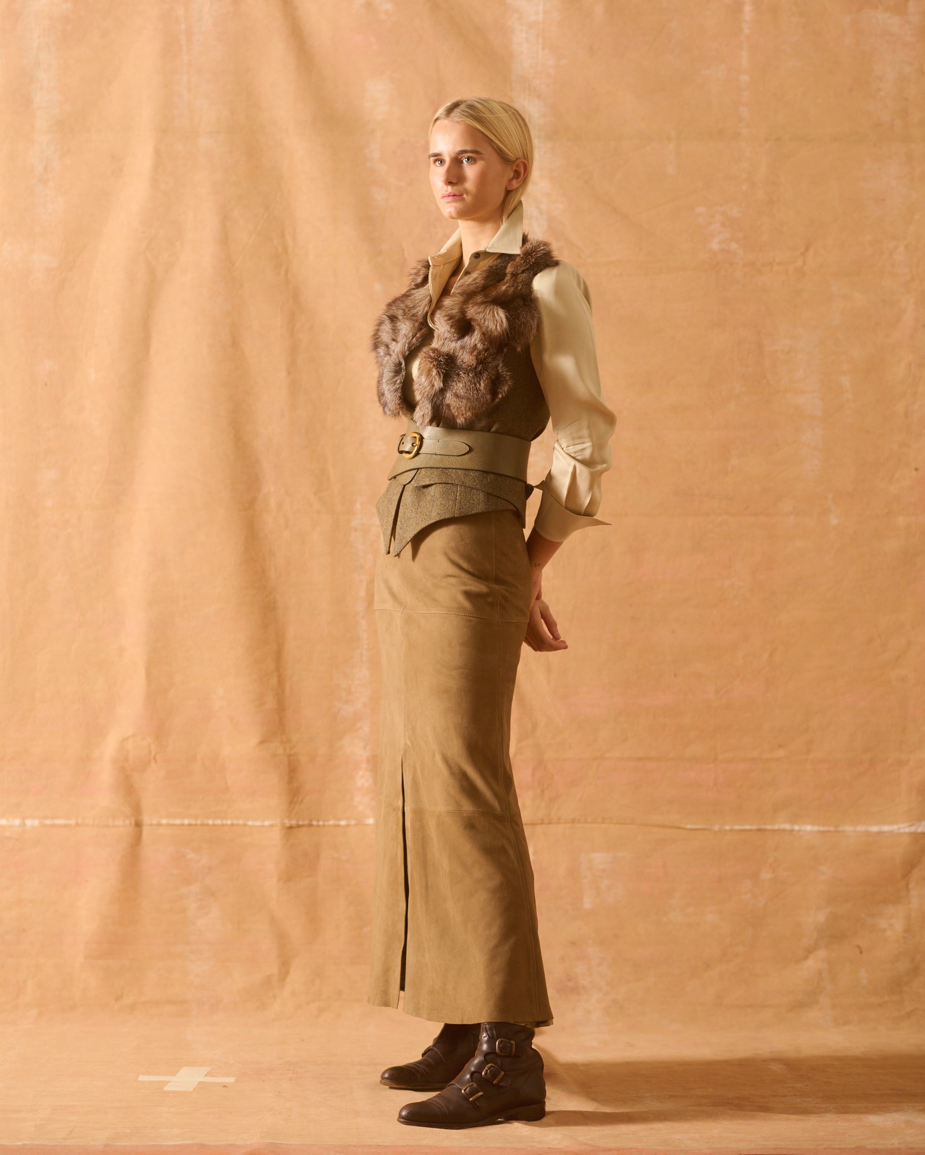 Suede Gypsy Skirt - Taupe