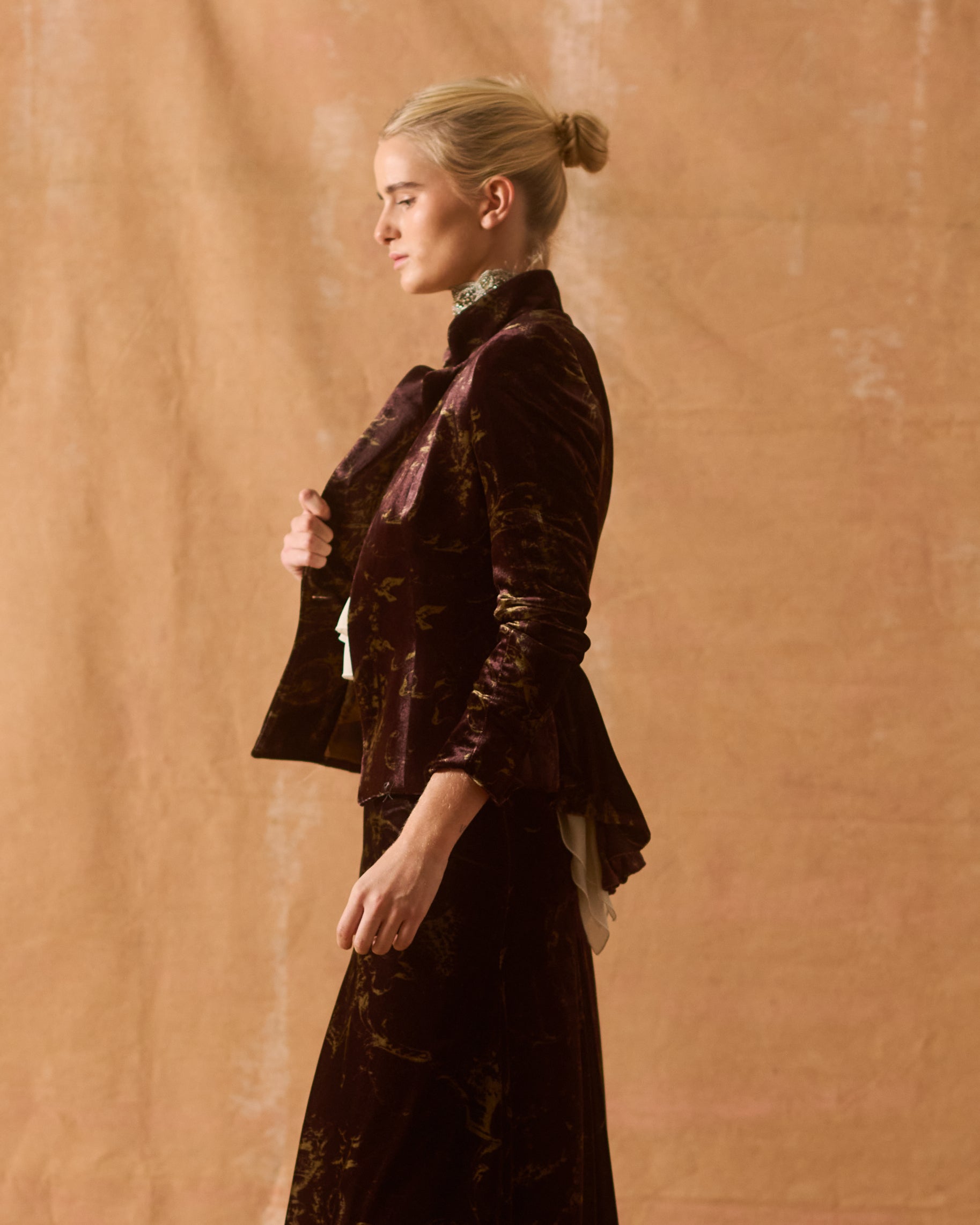 Silk Velvet Siena Jacket - Print Grape