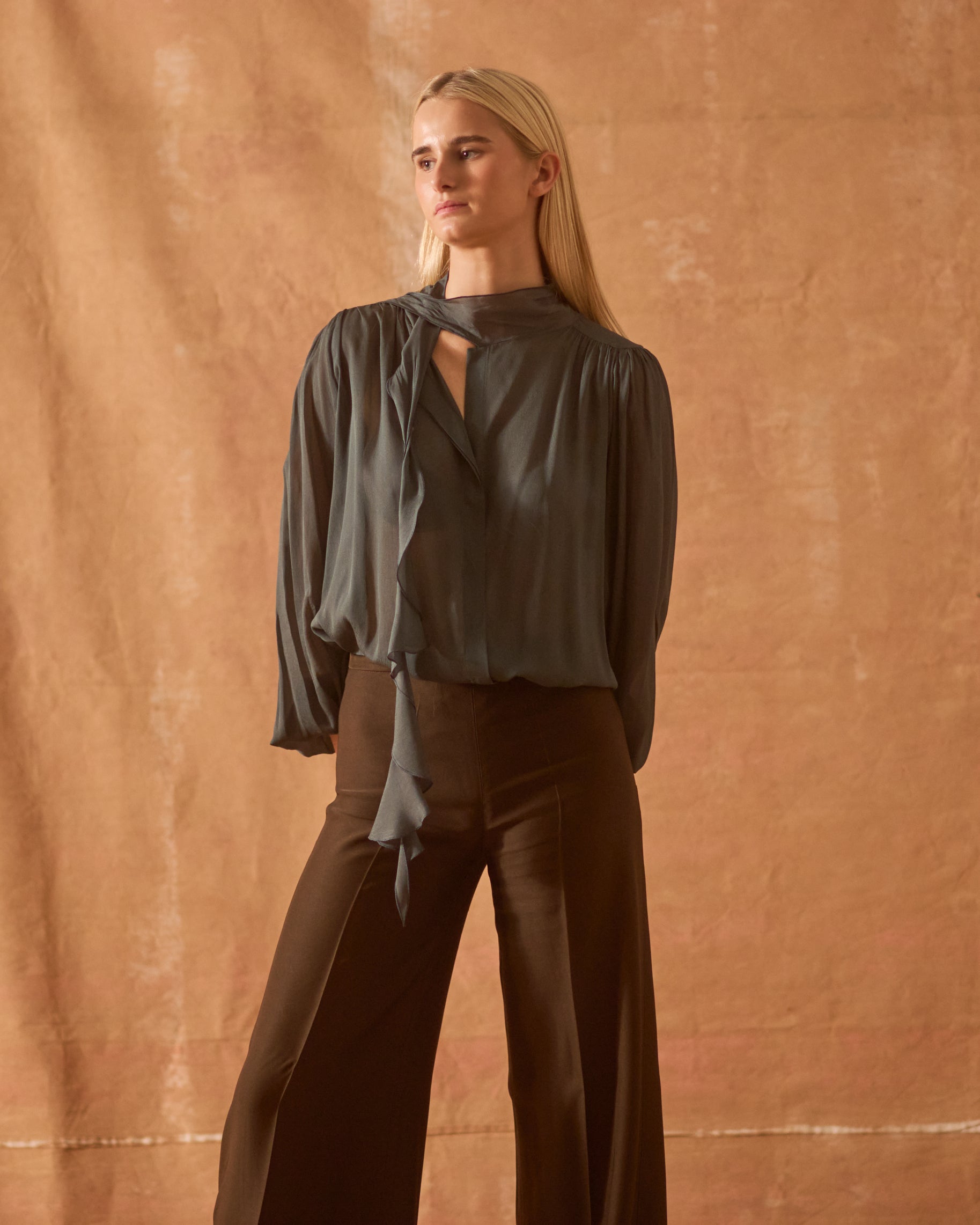 Sharkskin Maxi Pants - Truffle