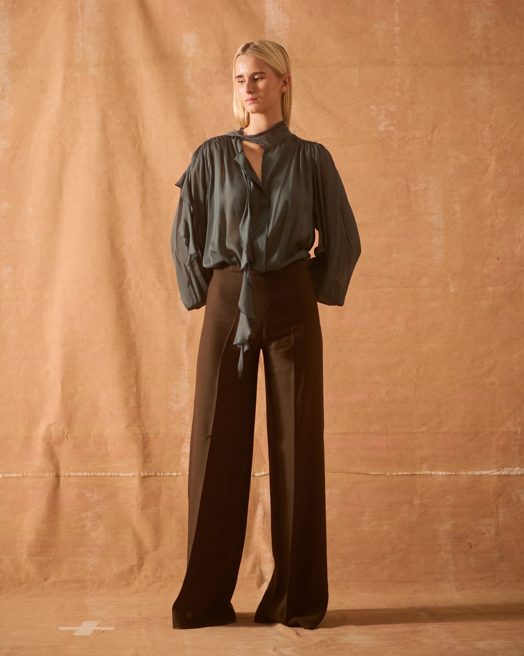 Sharkskin Maxi Pants - Truffle