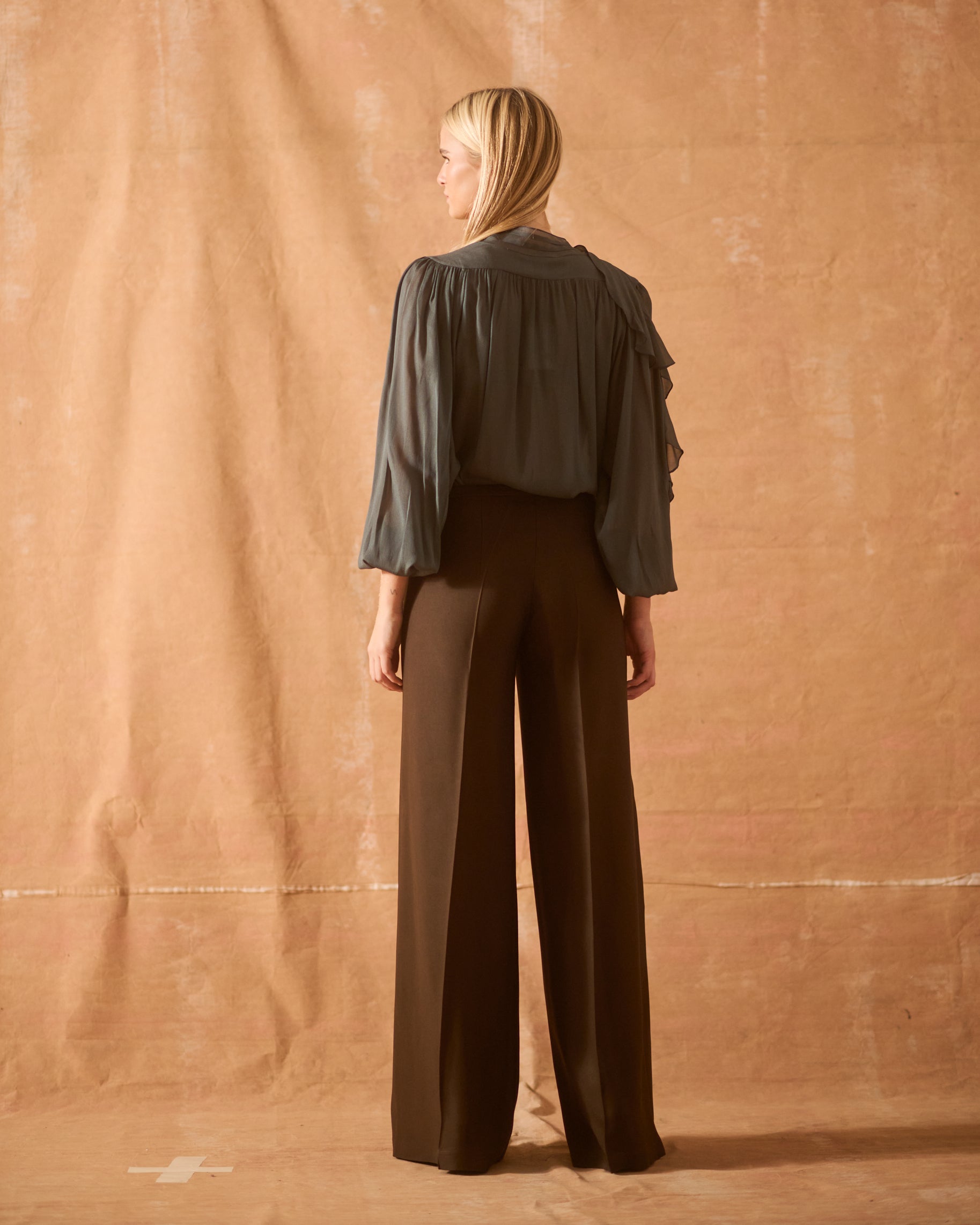 Fine Crepe Pienza Blouse - Lead Sea