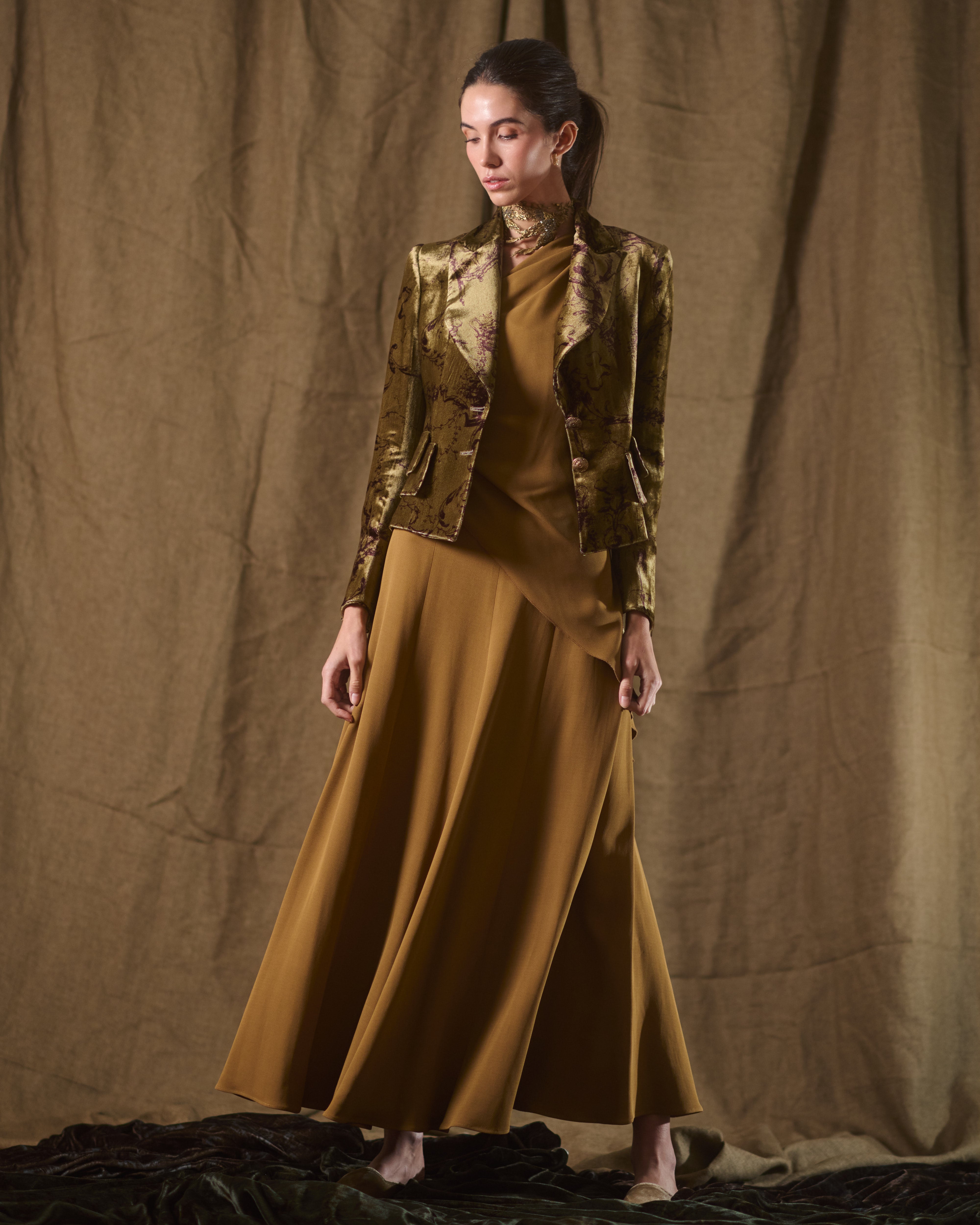 Silk Velvet Jazz Jacket - Print Mocca