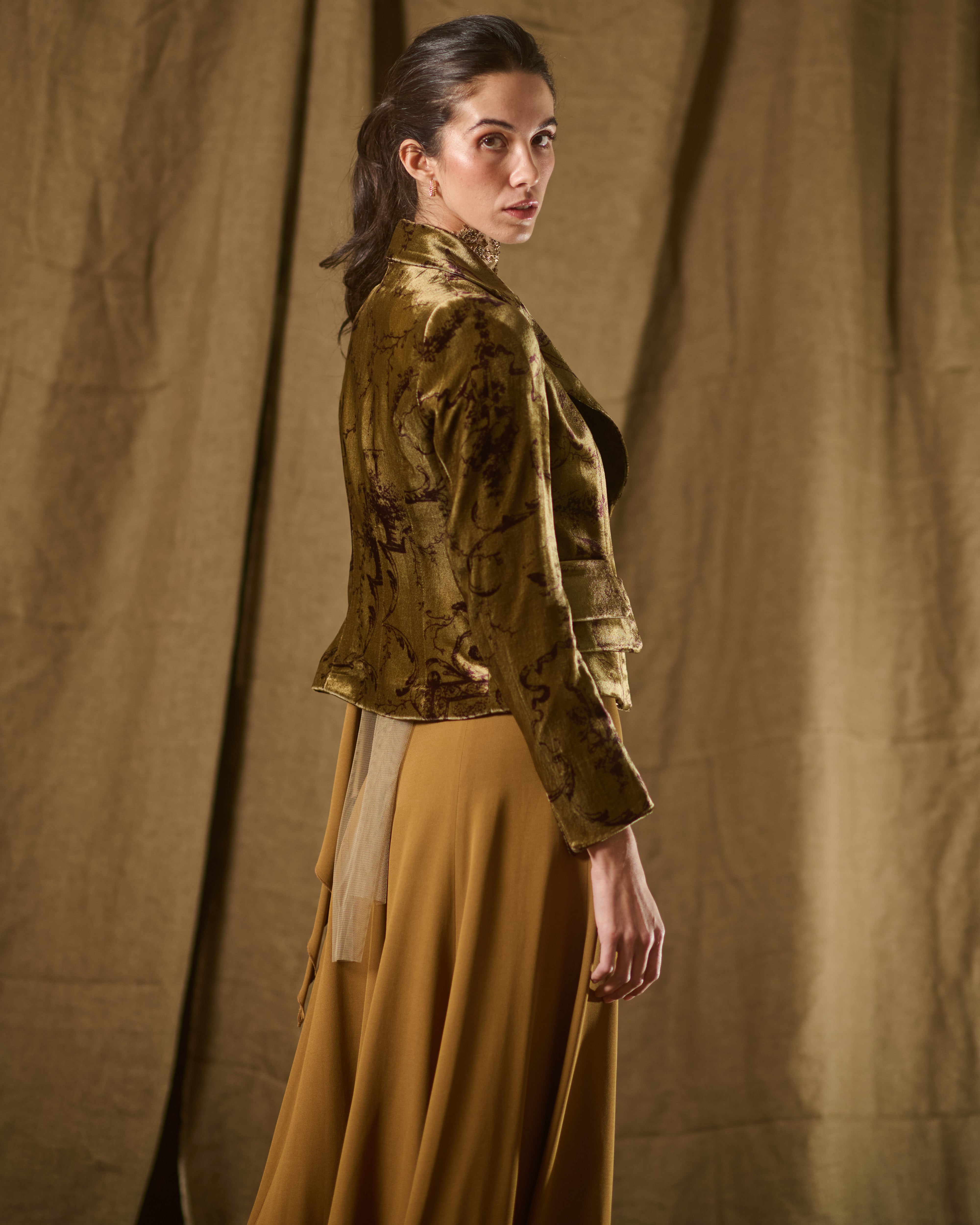 Silk Velvet Jazz Jacket - Print Mocca