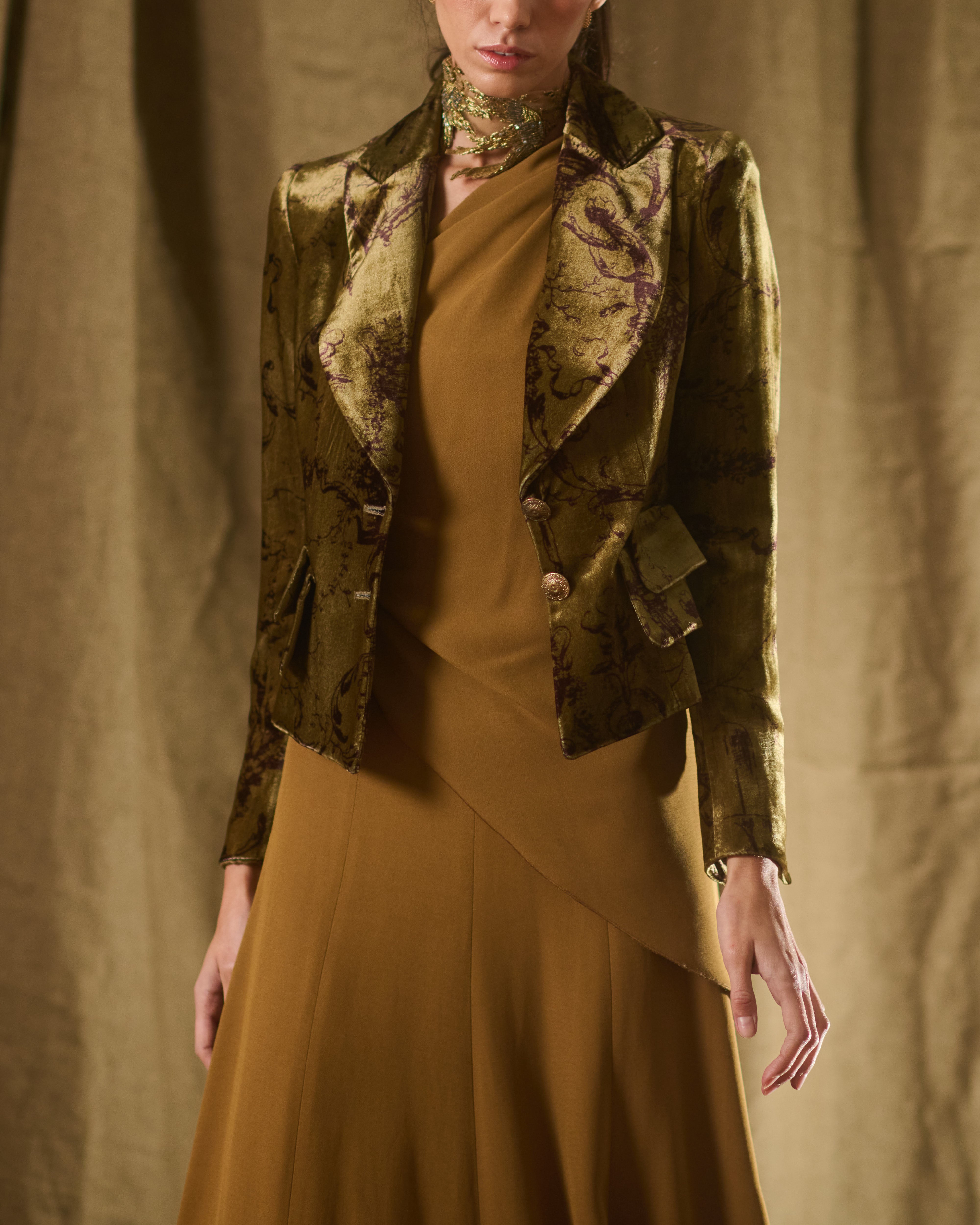 Silk Velvet Jazz Jacket - Print Mocca