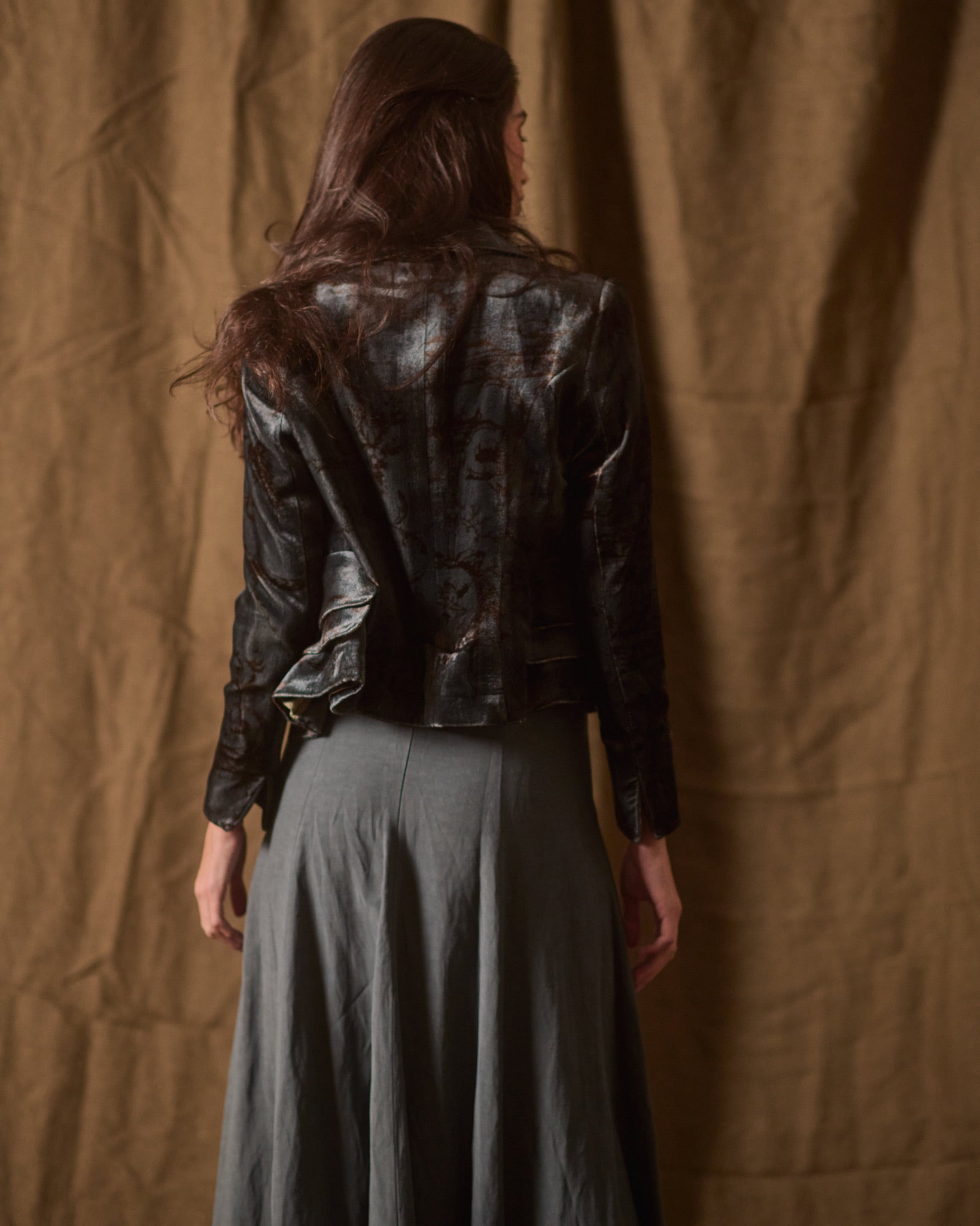 Silk Velvet Jazz Jacket - Print Blue