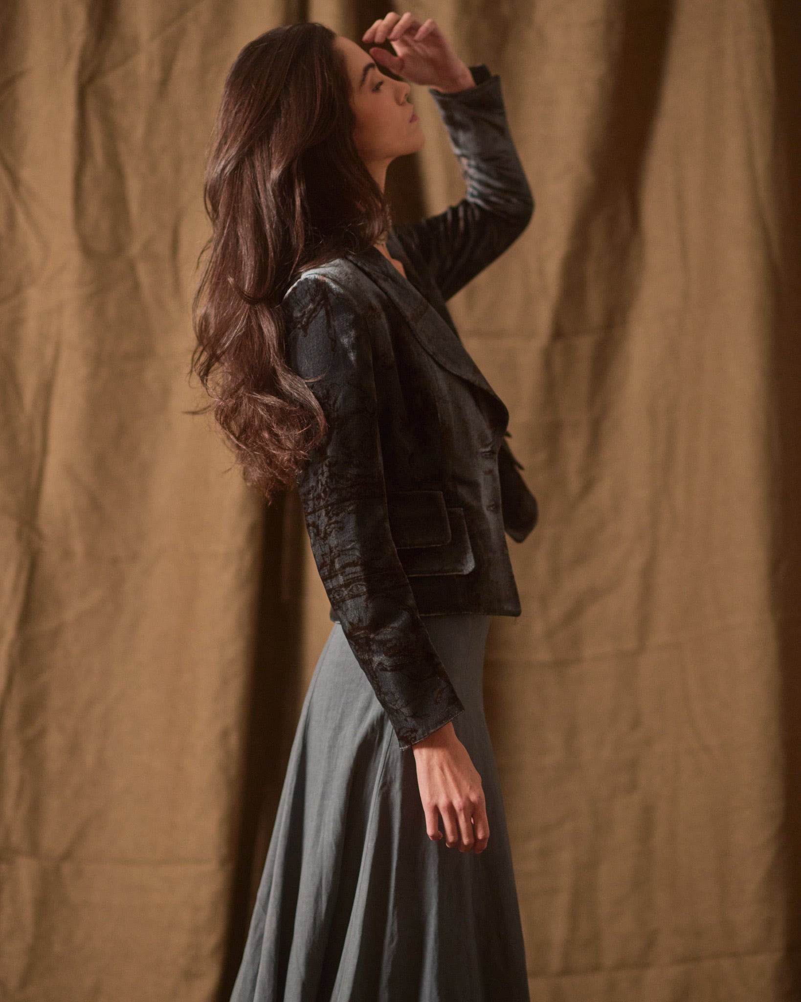 Silk Velvet Jazz Jacket - Print Blue