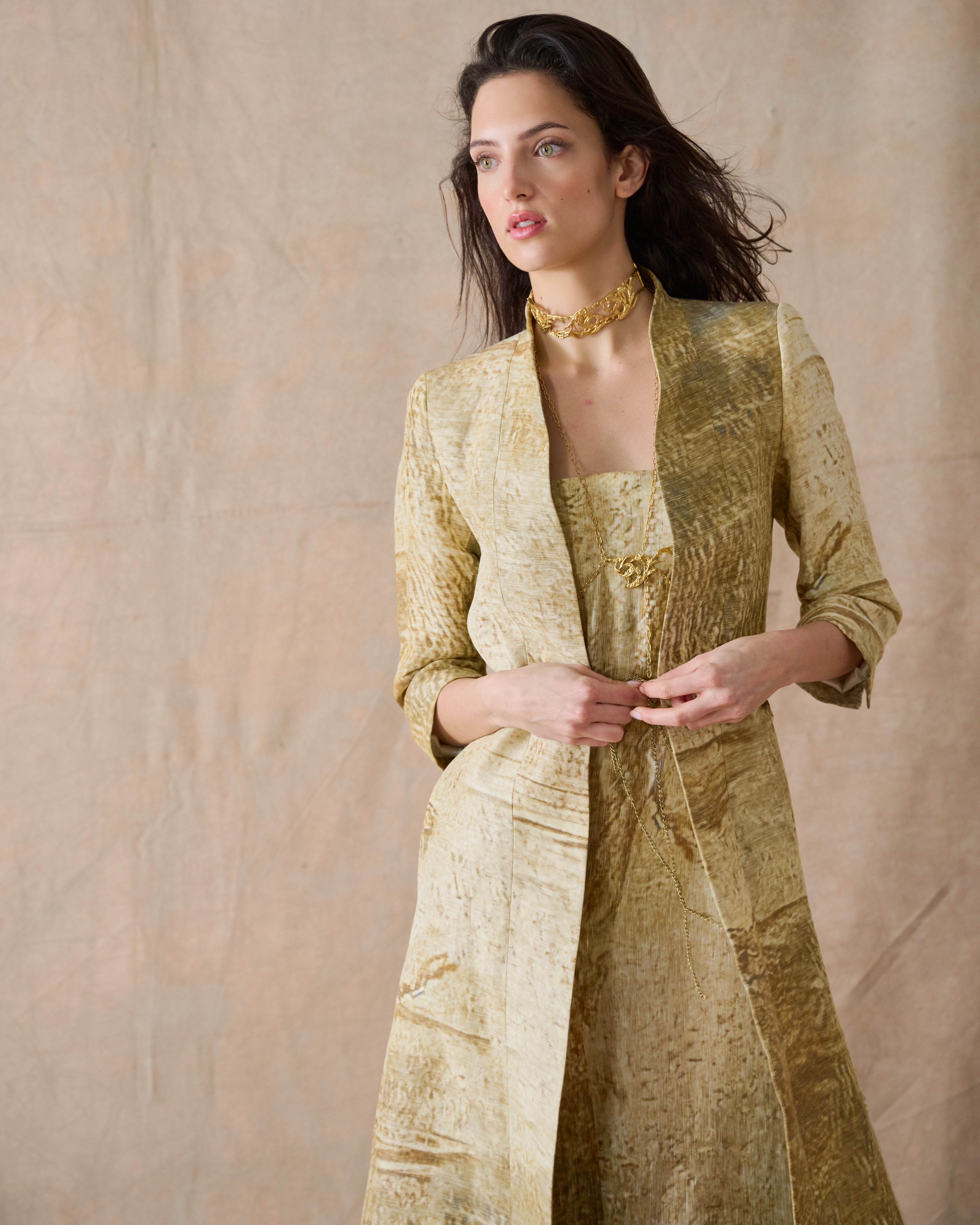 Abrigo Ginebra Birdie de seda rústica - Desert