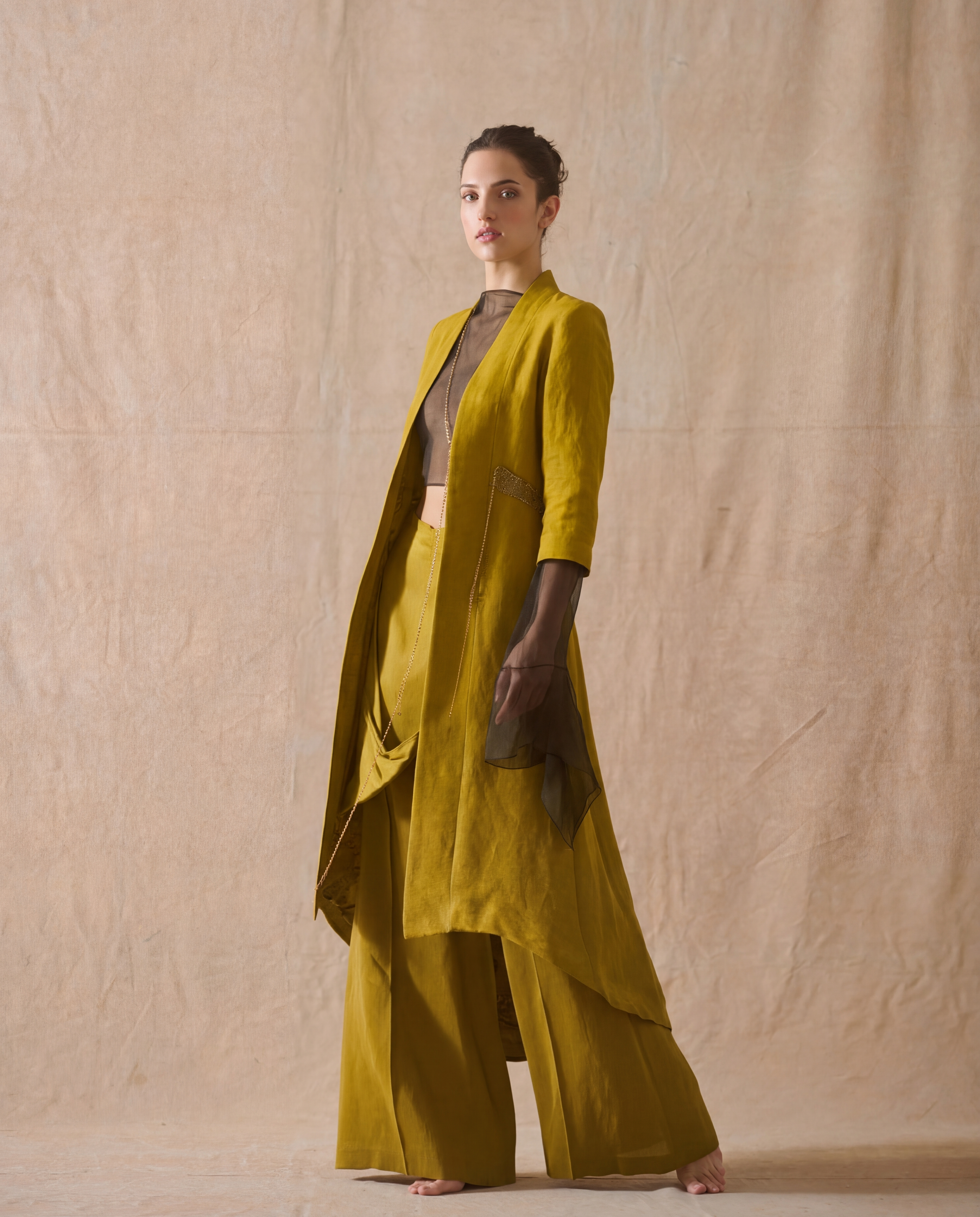 Ginebra Birdie Coat in Rustic Silk - Arbequina Olive