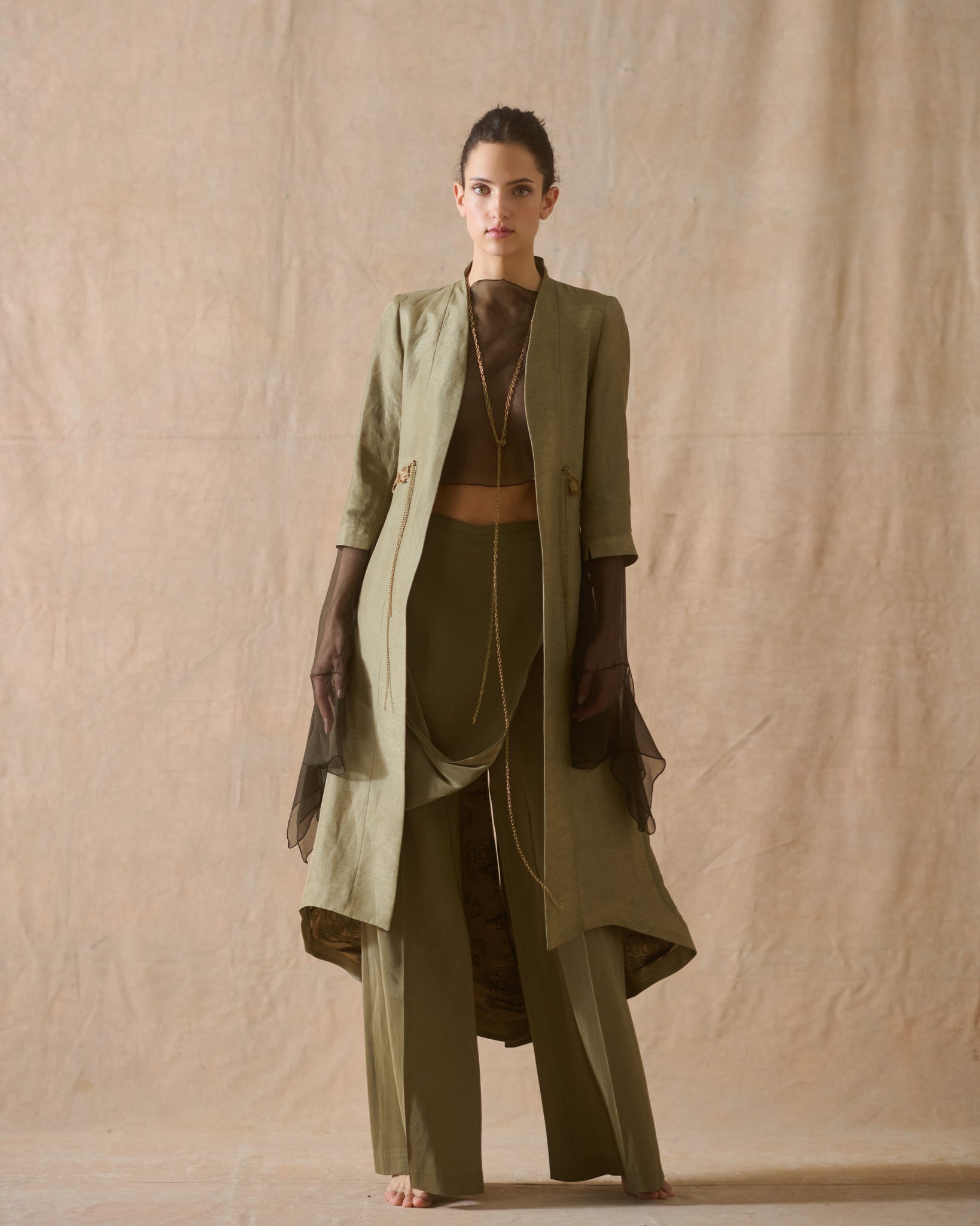 Abrigo Ginebra Birdie de seda rústica - Army