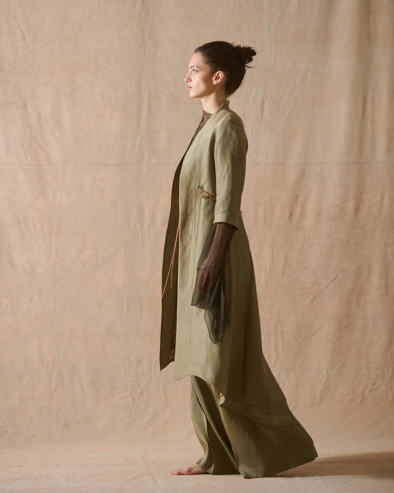 Abrigo Ginebra Birdie de seda rústica - Army