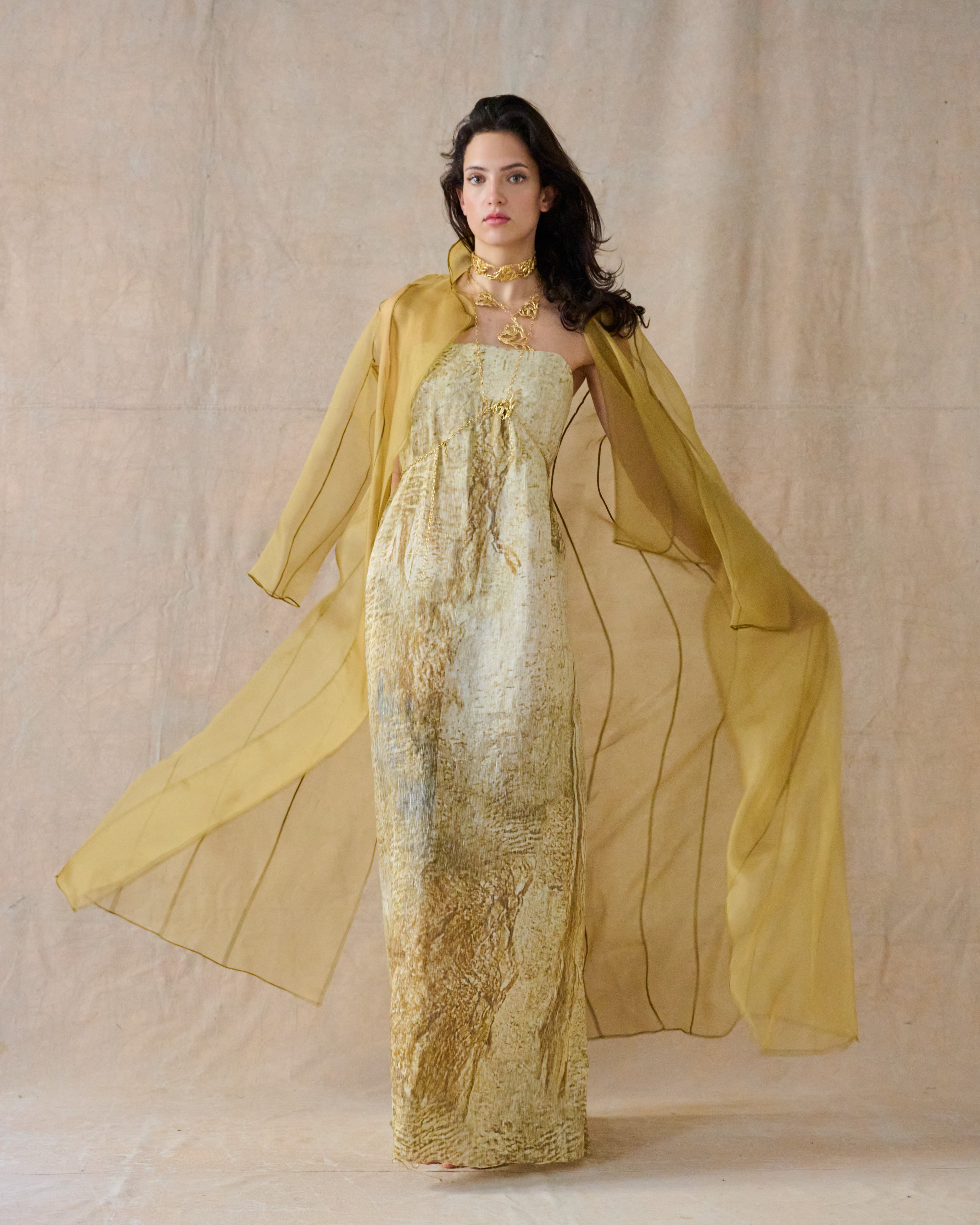 Abrigo New York de Organza - Sand