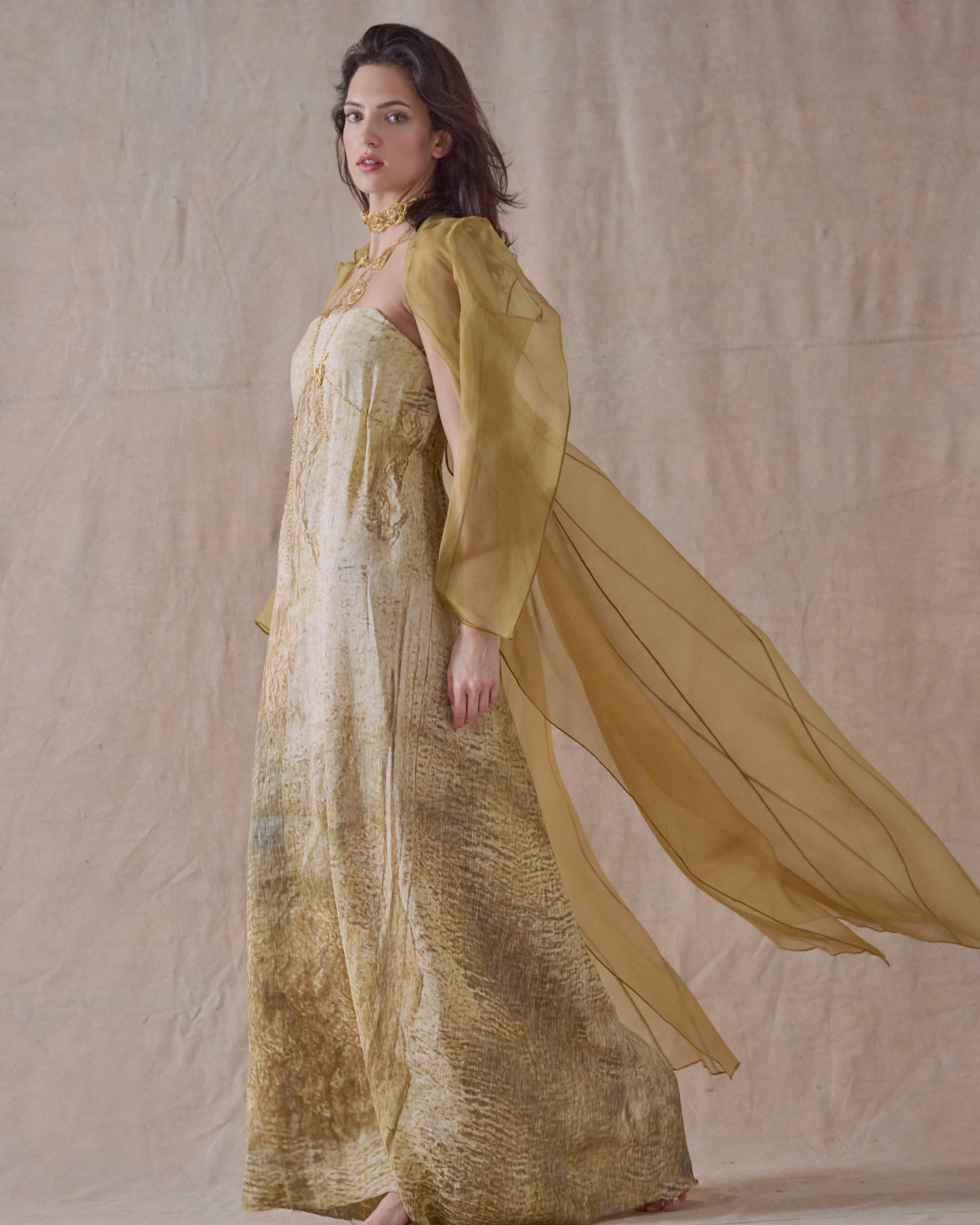 Abrigo New York de Organza - Sand