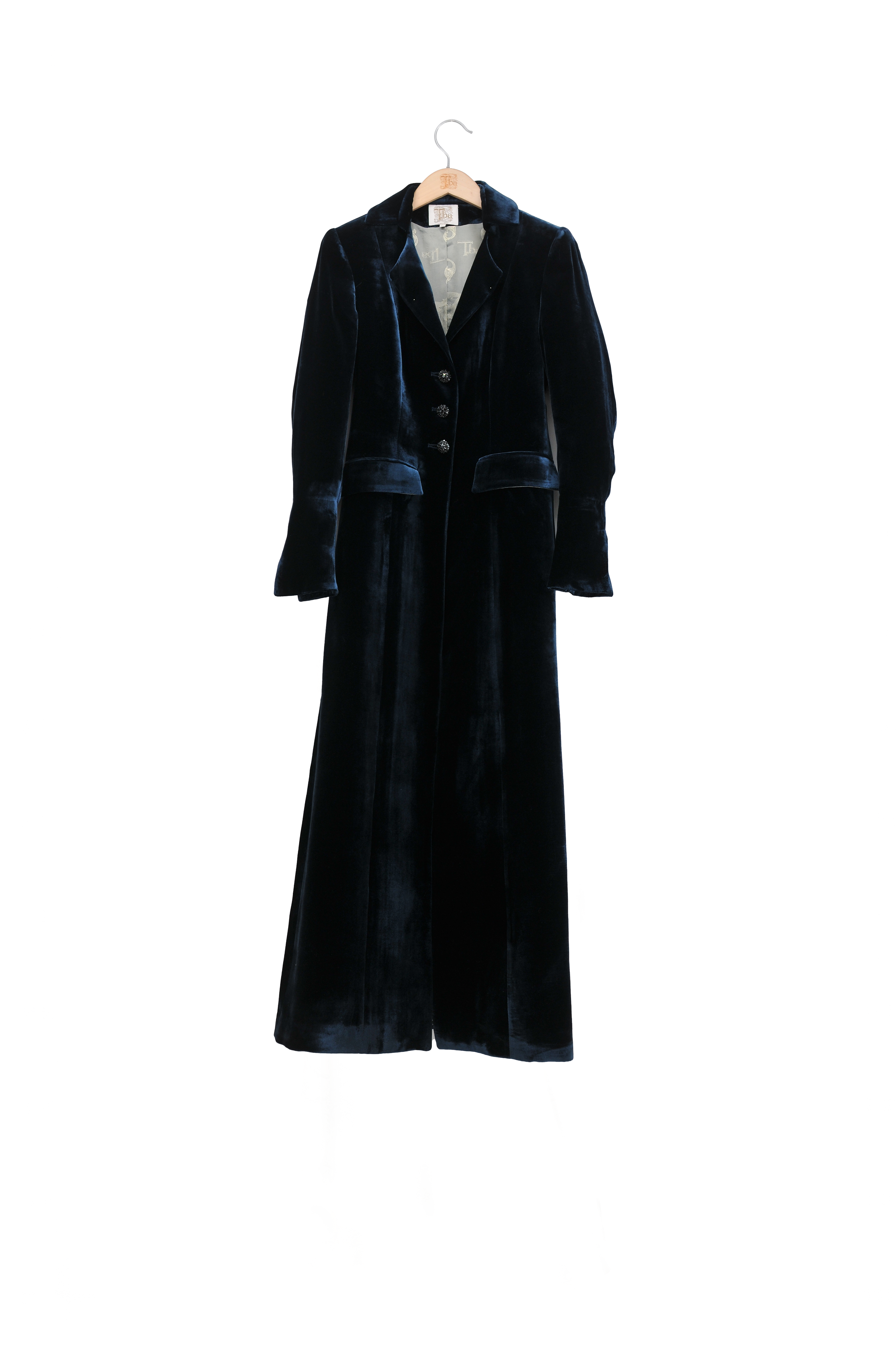 Silk Velvet Classic Coat - Night Blue