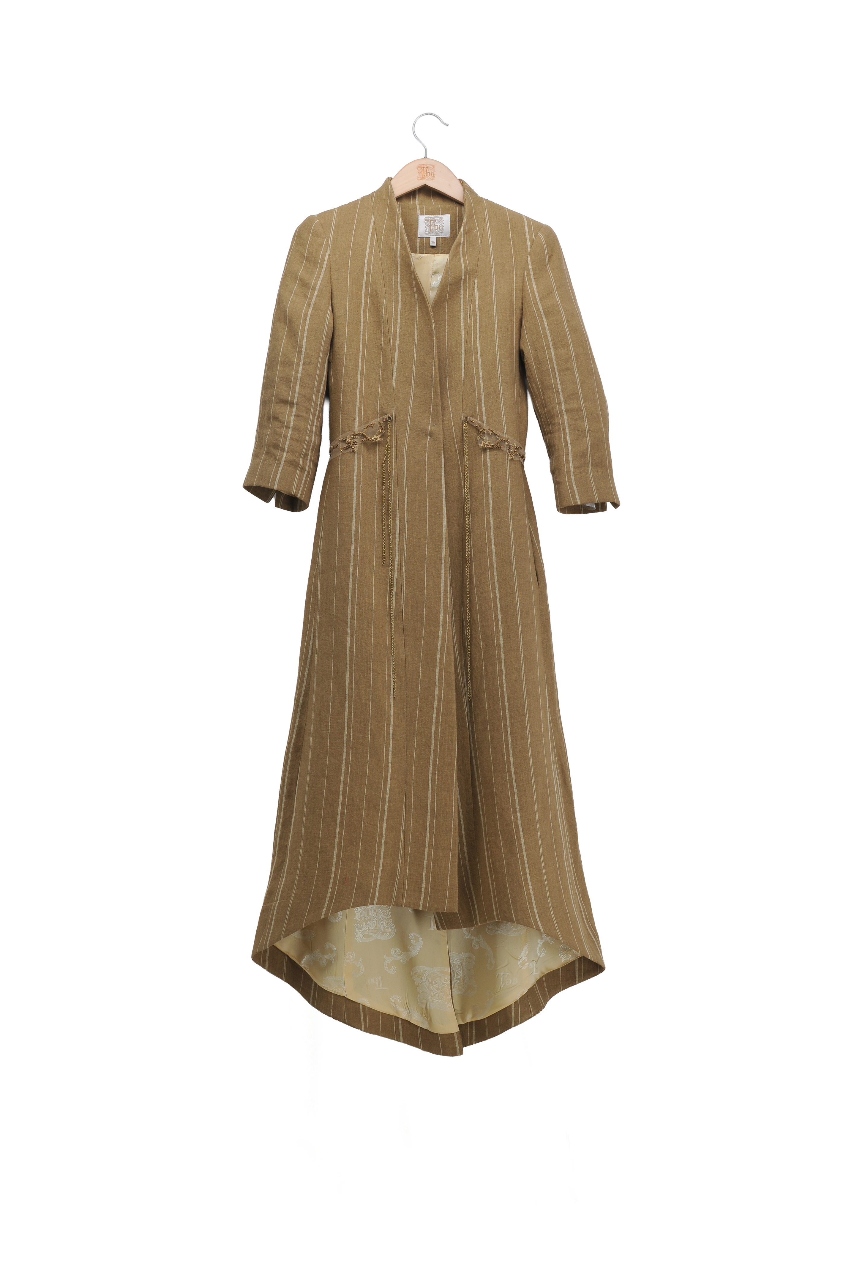 Abrigo Ginebra Birdie de seda rústica - Rayas Toffee