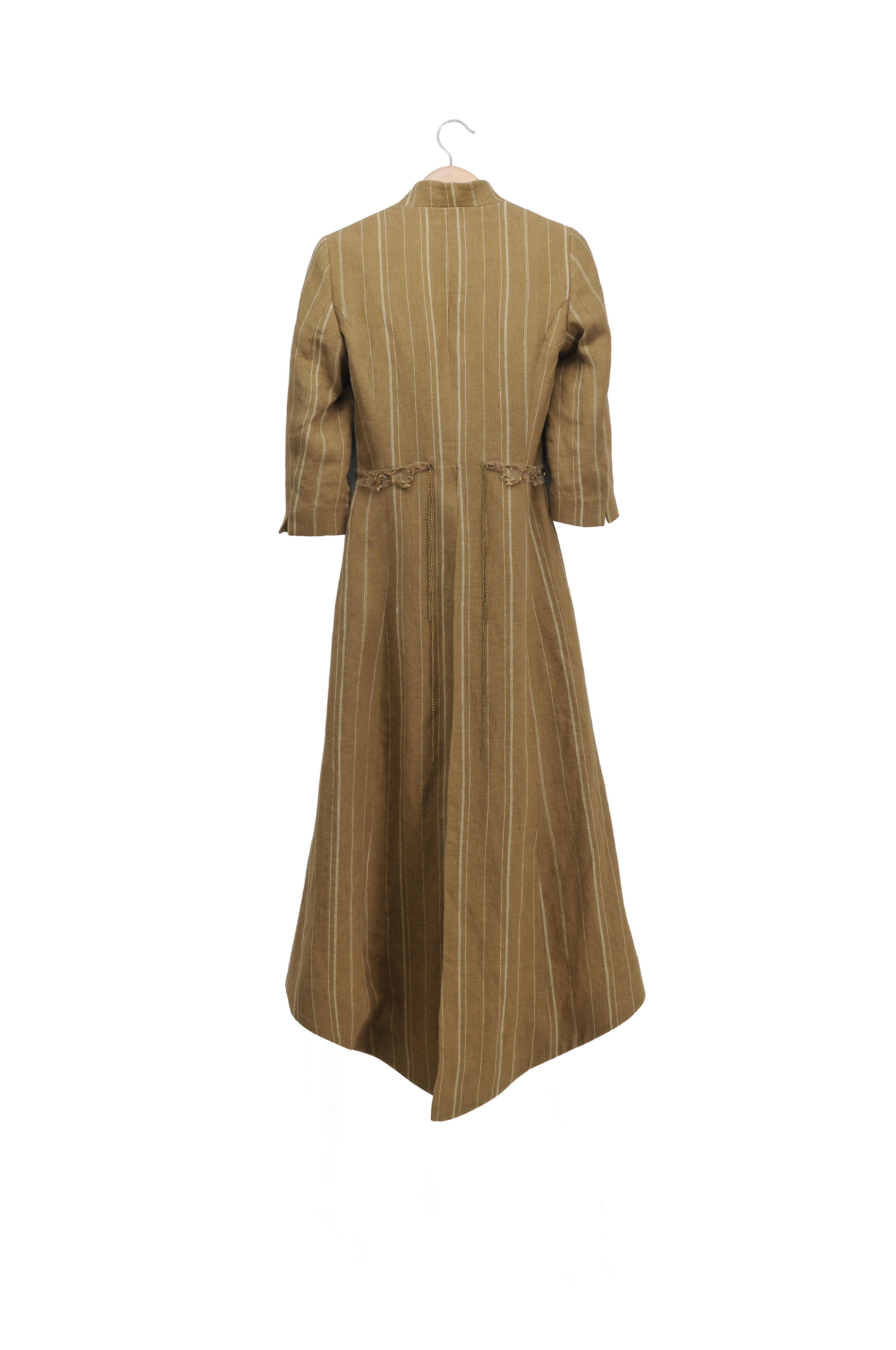 Abrigo Ginebra Birdie de seda rústica - Rayas Toffee