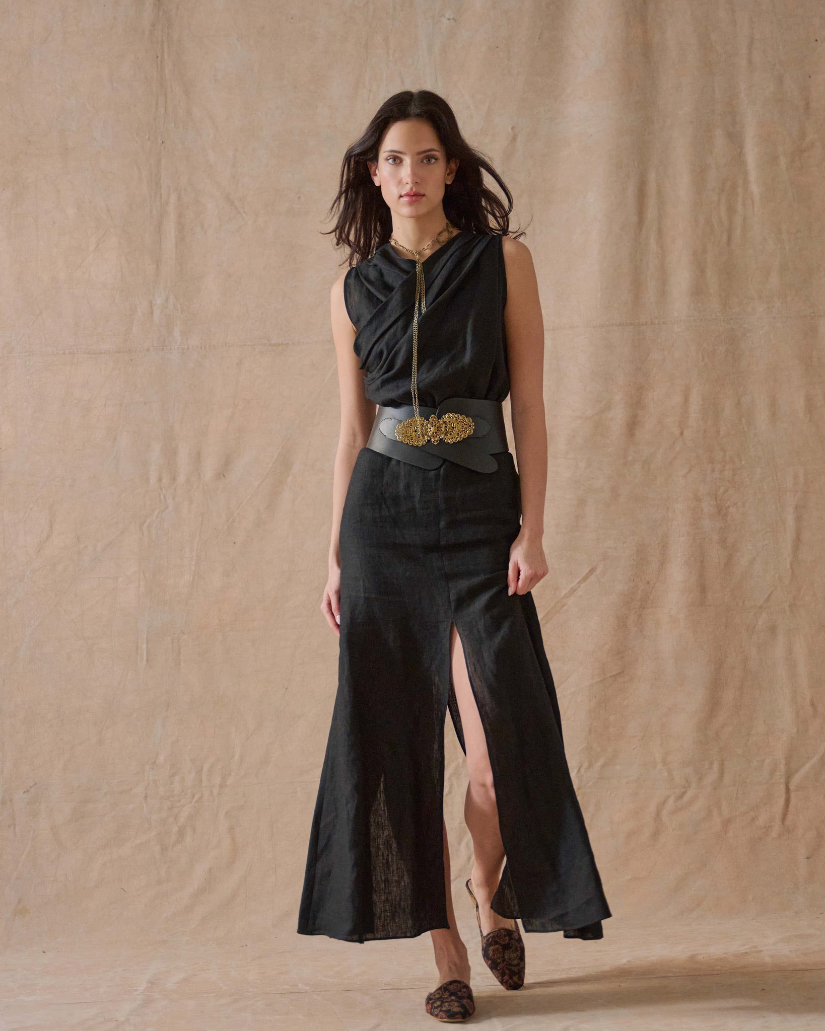 Linen Toscana Dress - Black