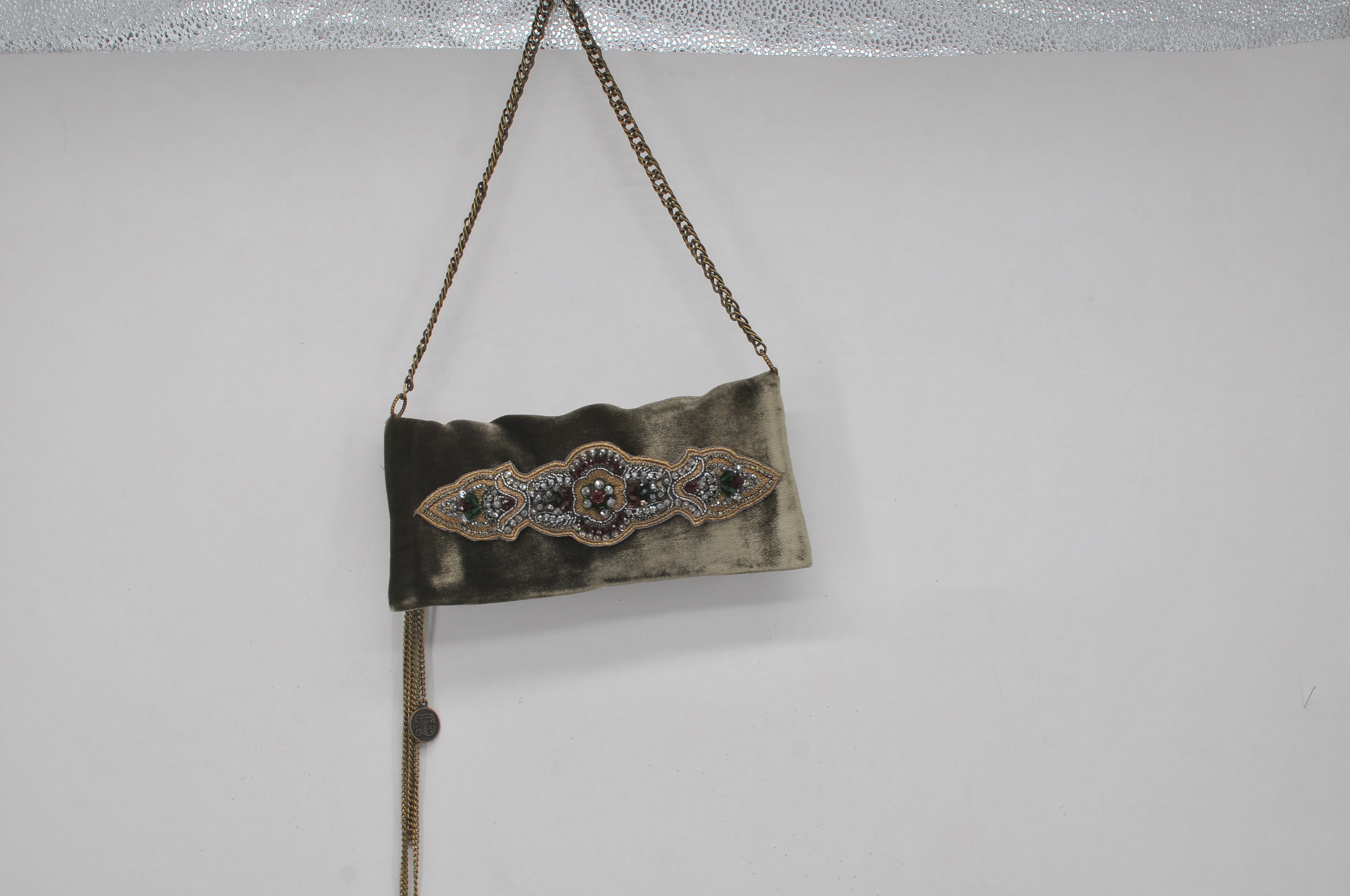 Silk Velvet Queen Tzar Bag - Green