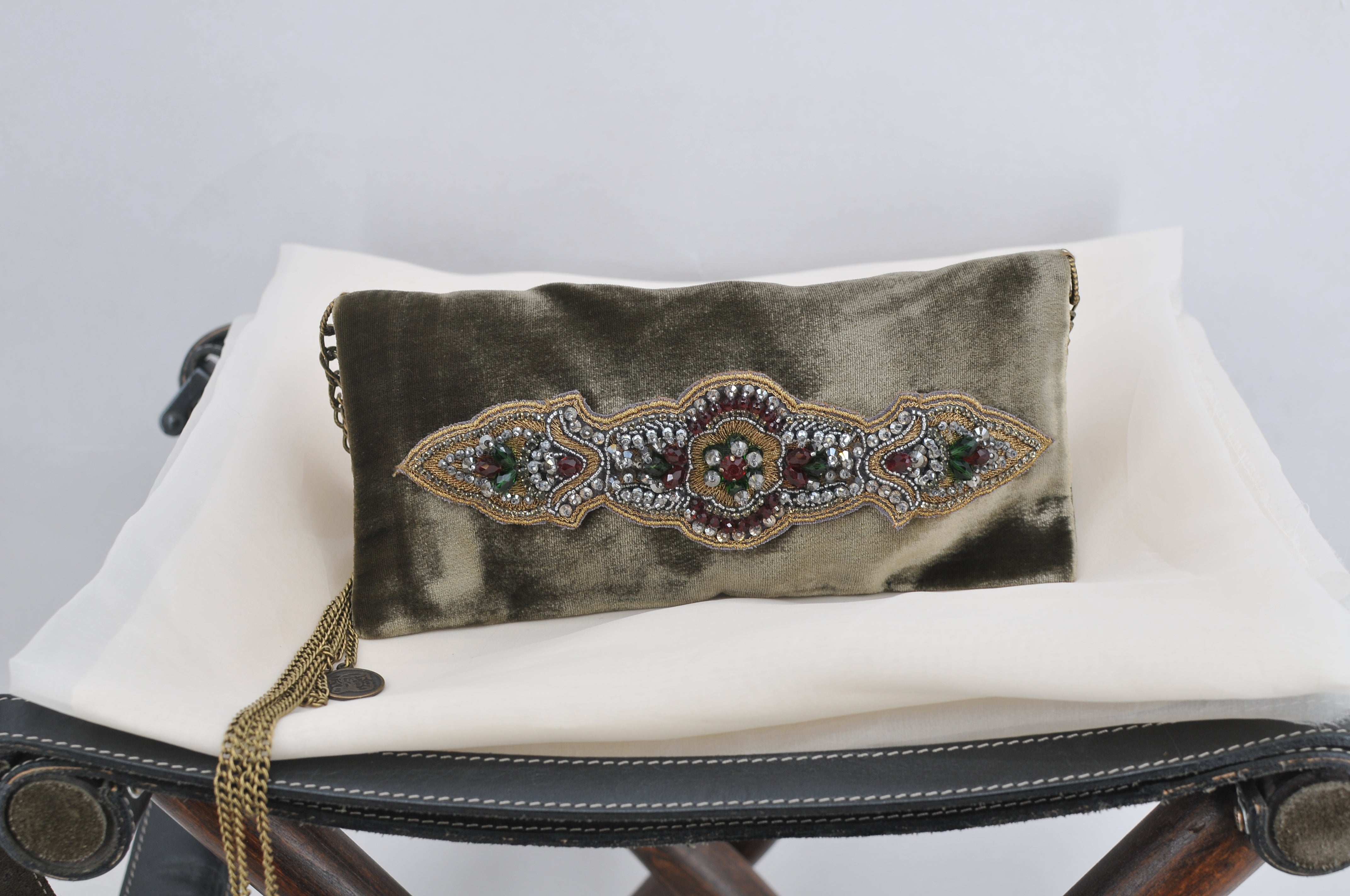 Silk Velvet Queen Tzar Bag - Green