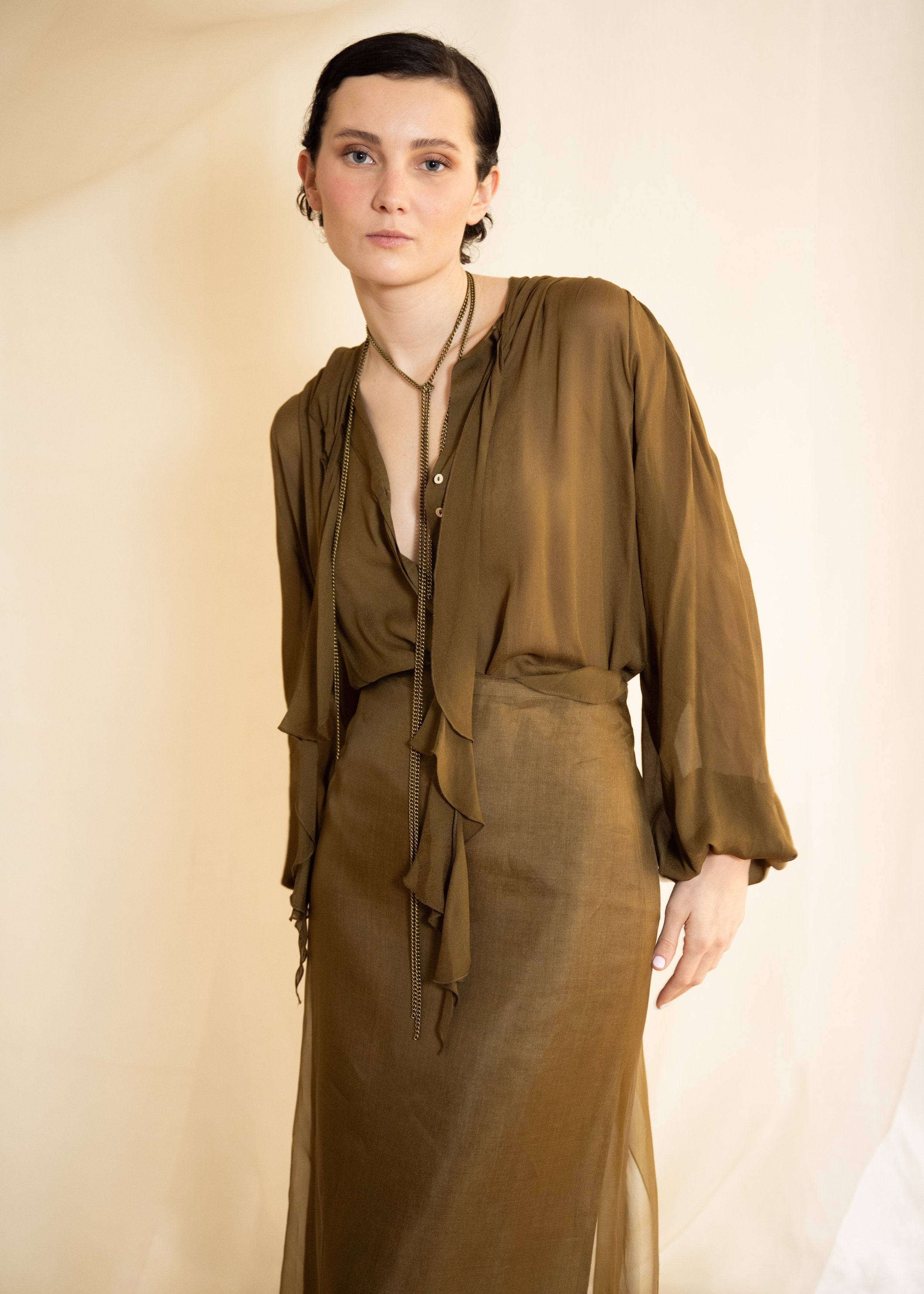 Blusa Pienza Crespón - Hunting Green
