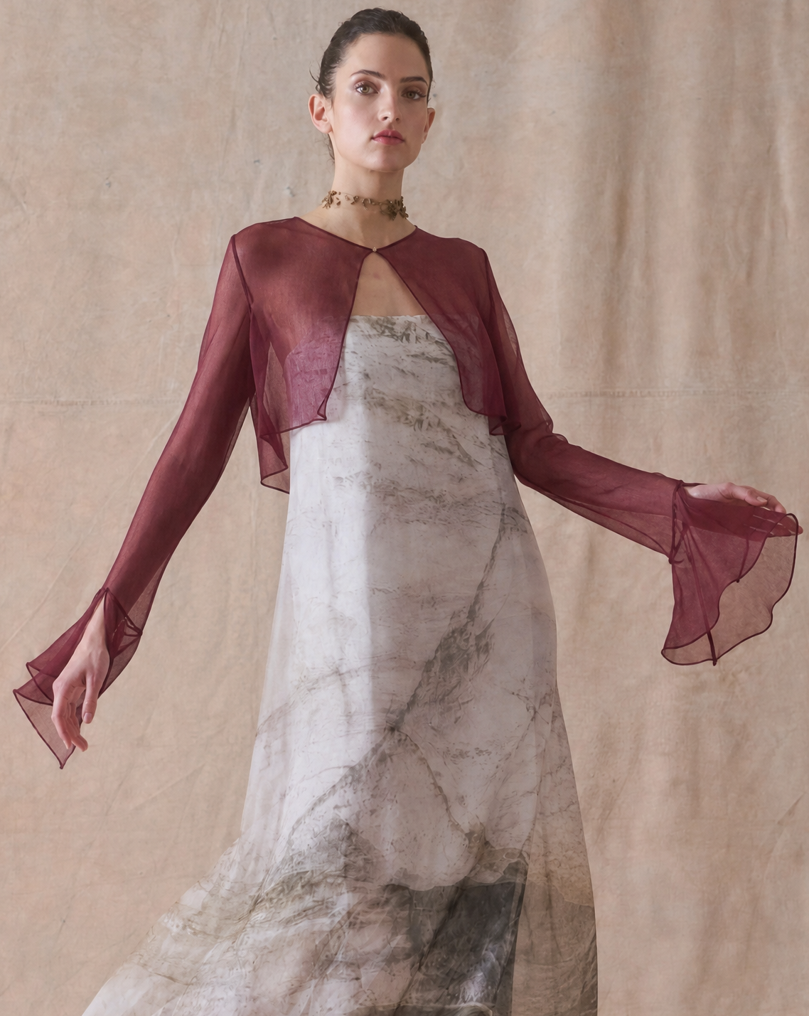 Blusa Gia en Gasa - Borgoña