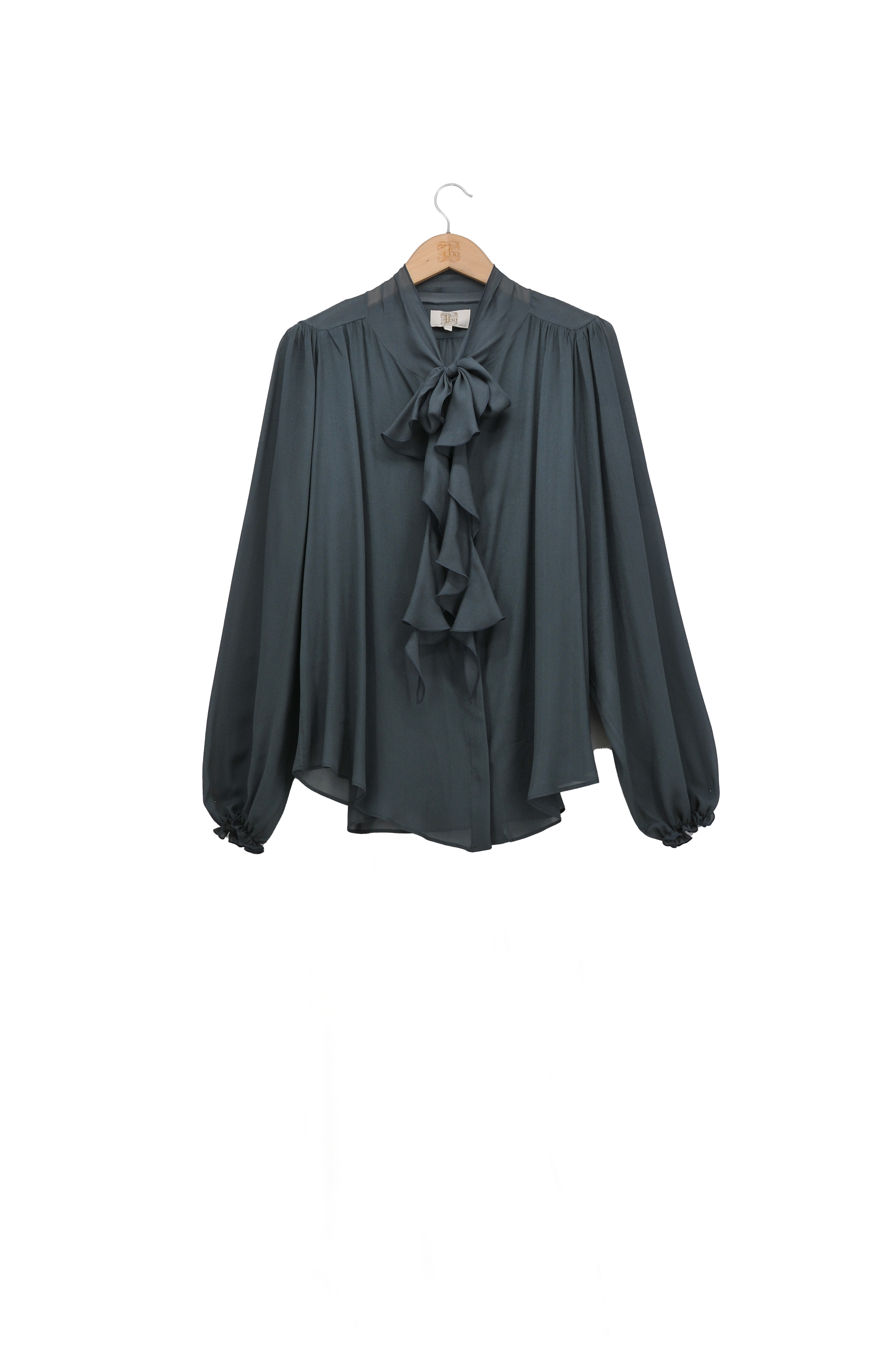 Fine Crepe Pienza Blouse - Lead Sea