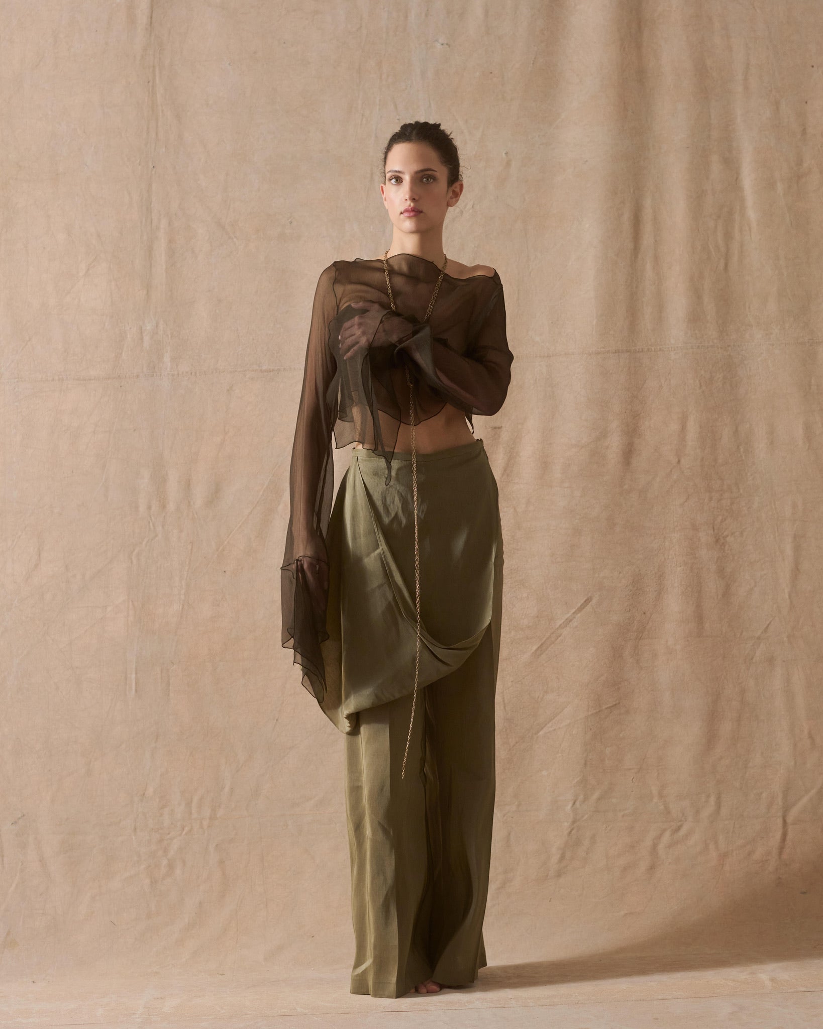 Blusa de Gasa Gia - Hunting Green