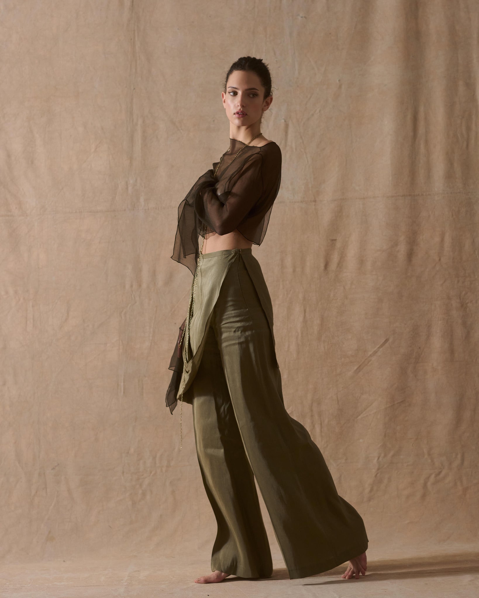 Blusa de Gasa Gia - Hunting Green