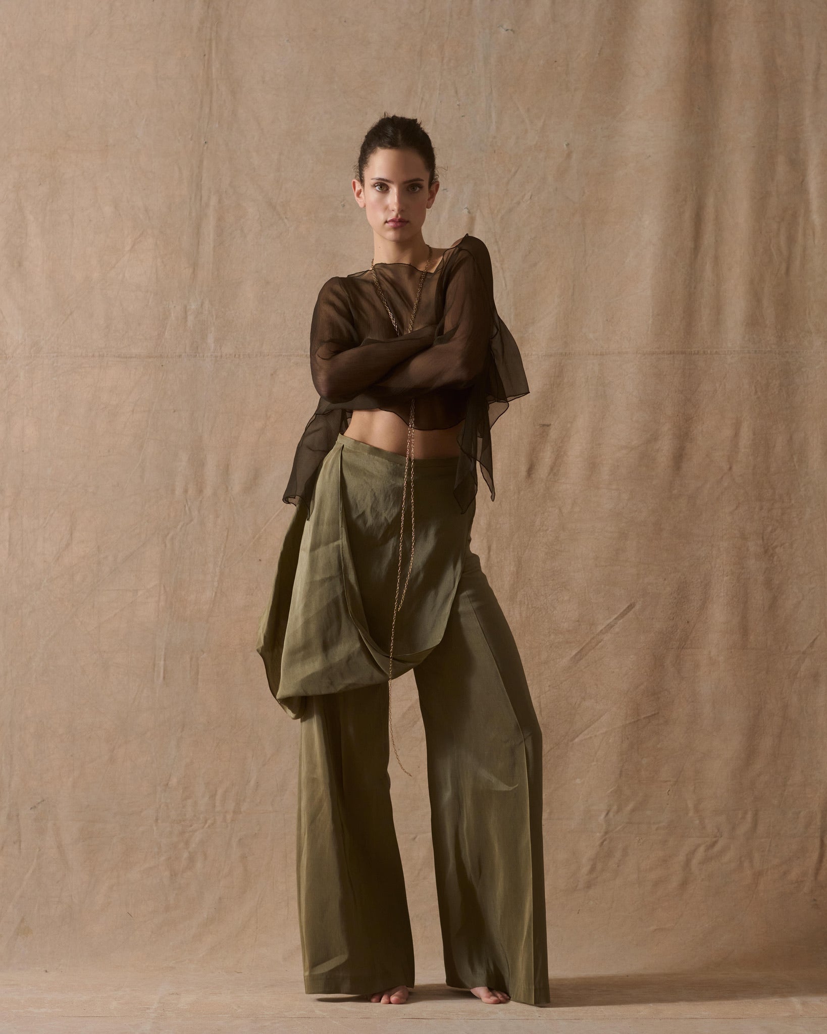 Blusa de Gasa Gia - Hunting Green