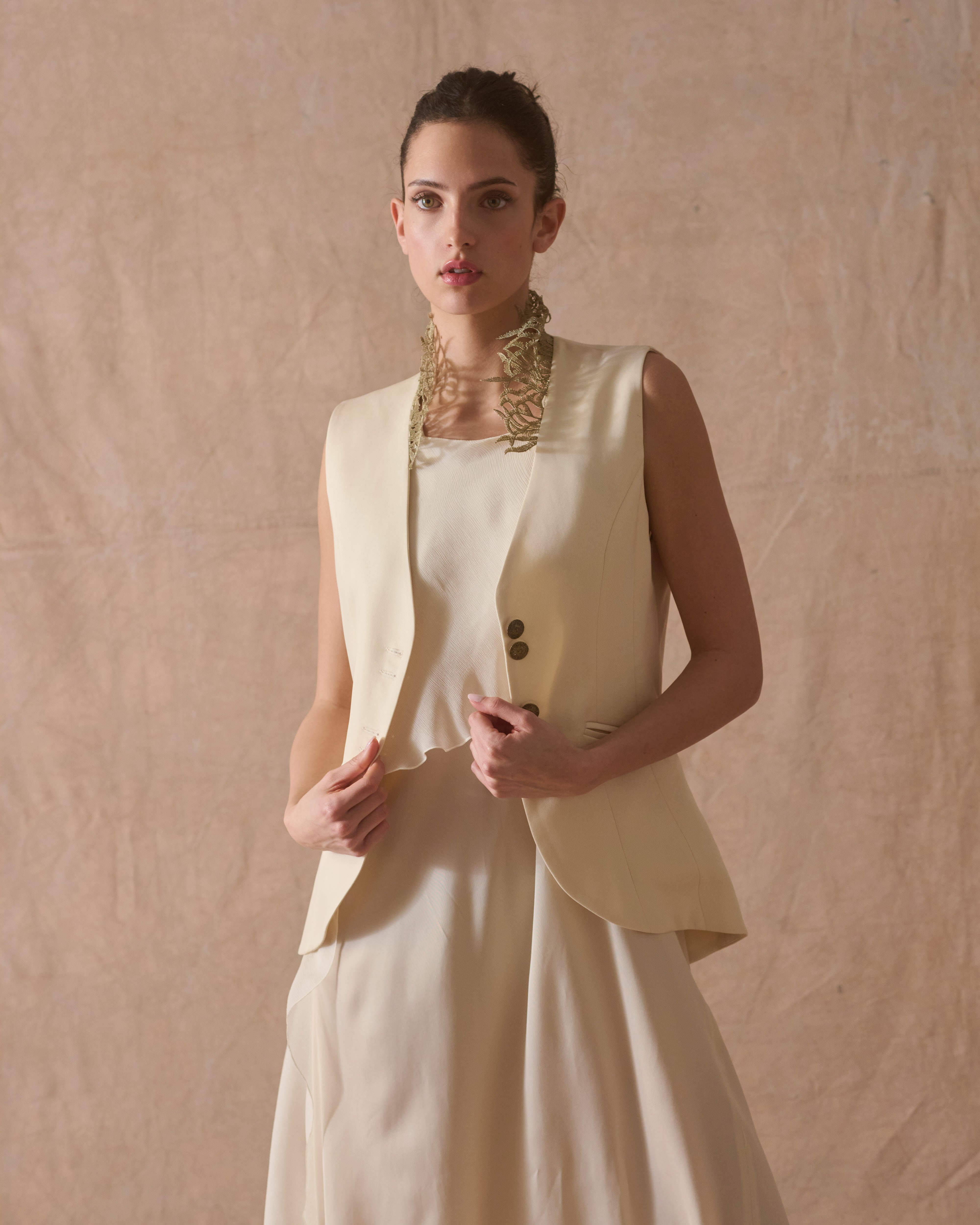 Chaleco Noor en Cupro - Vainilla