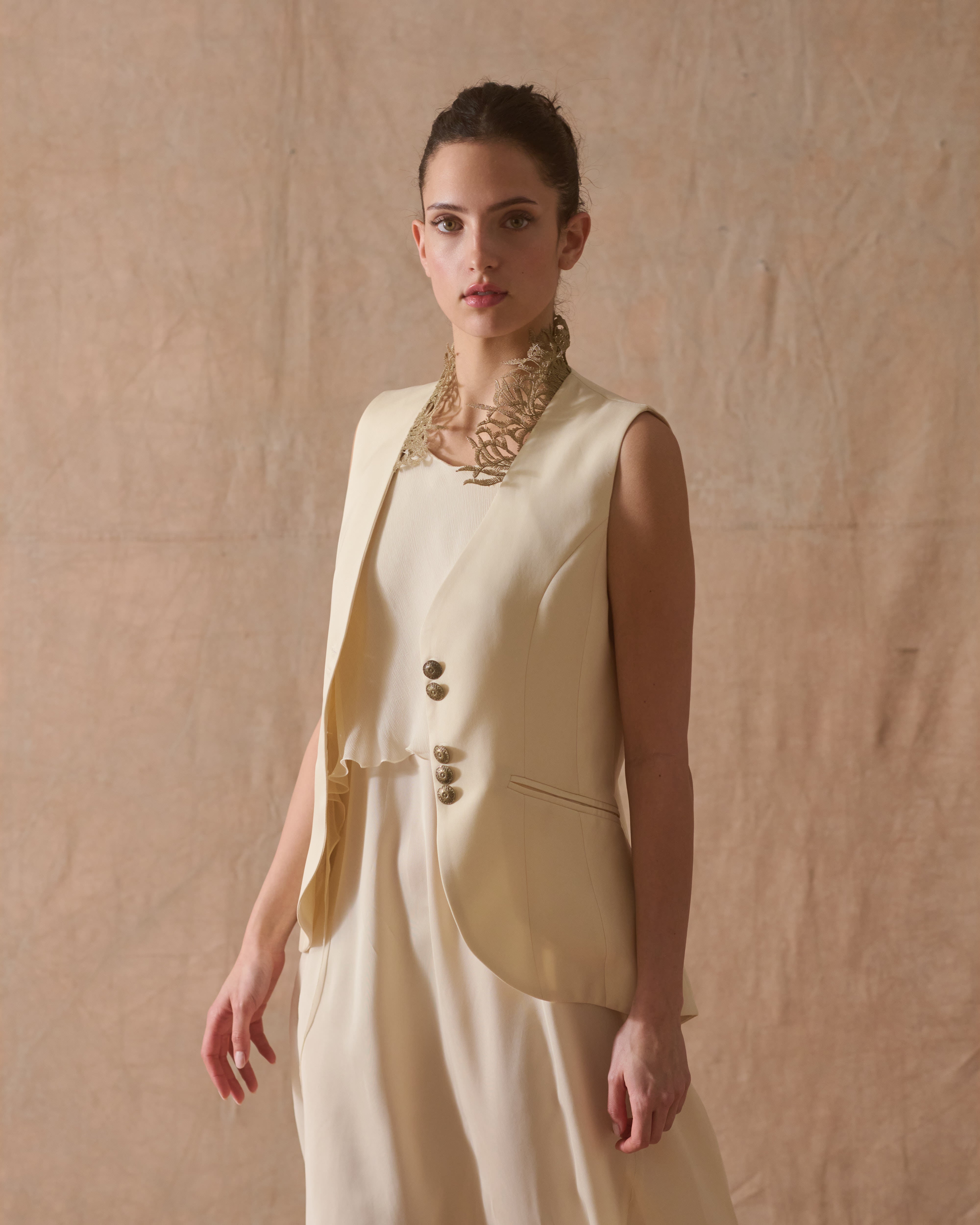 Chaleco Noor en Cupro - Vainilla