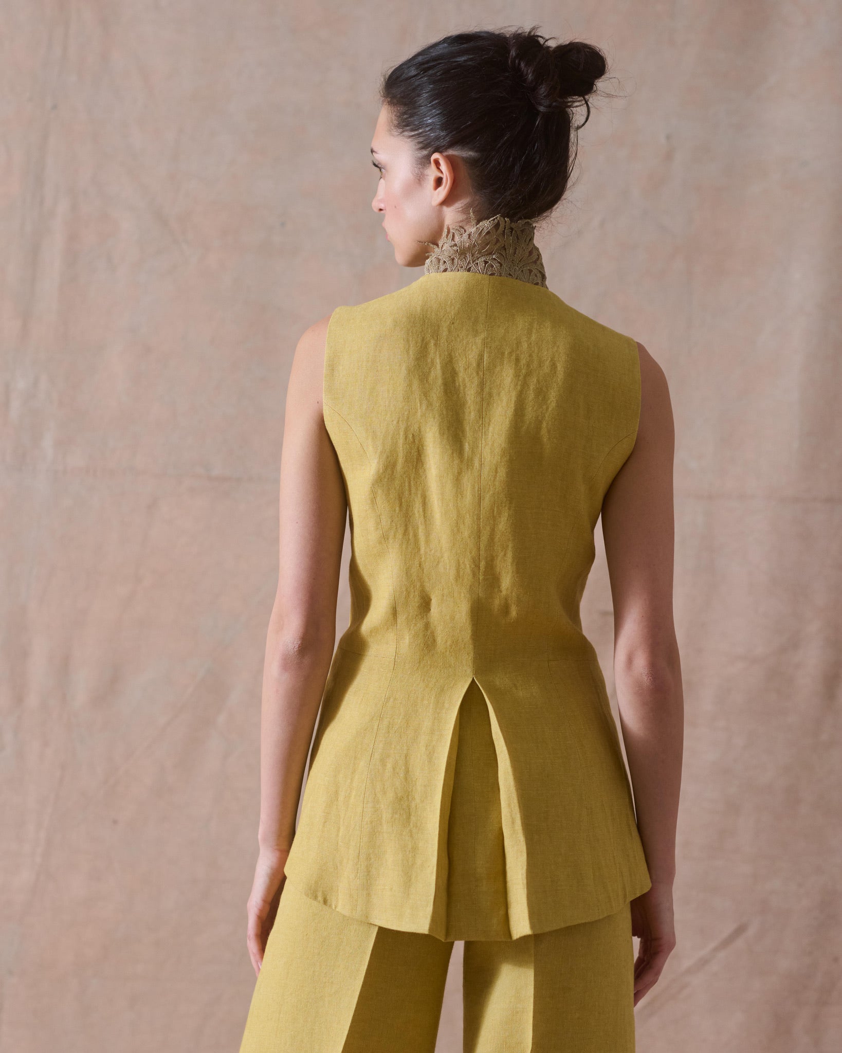 Chaleco Noor en Lino - Limón