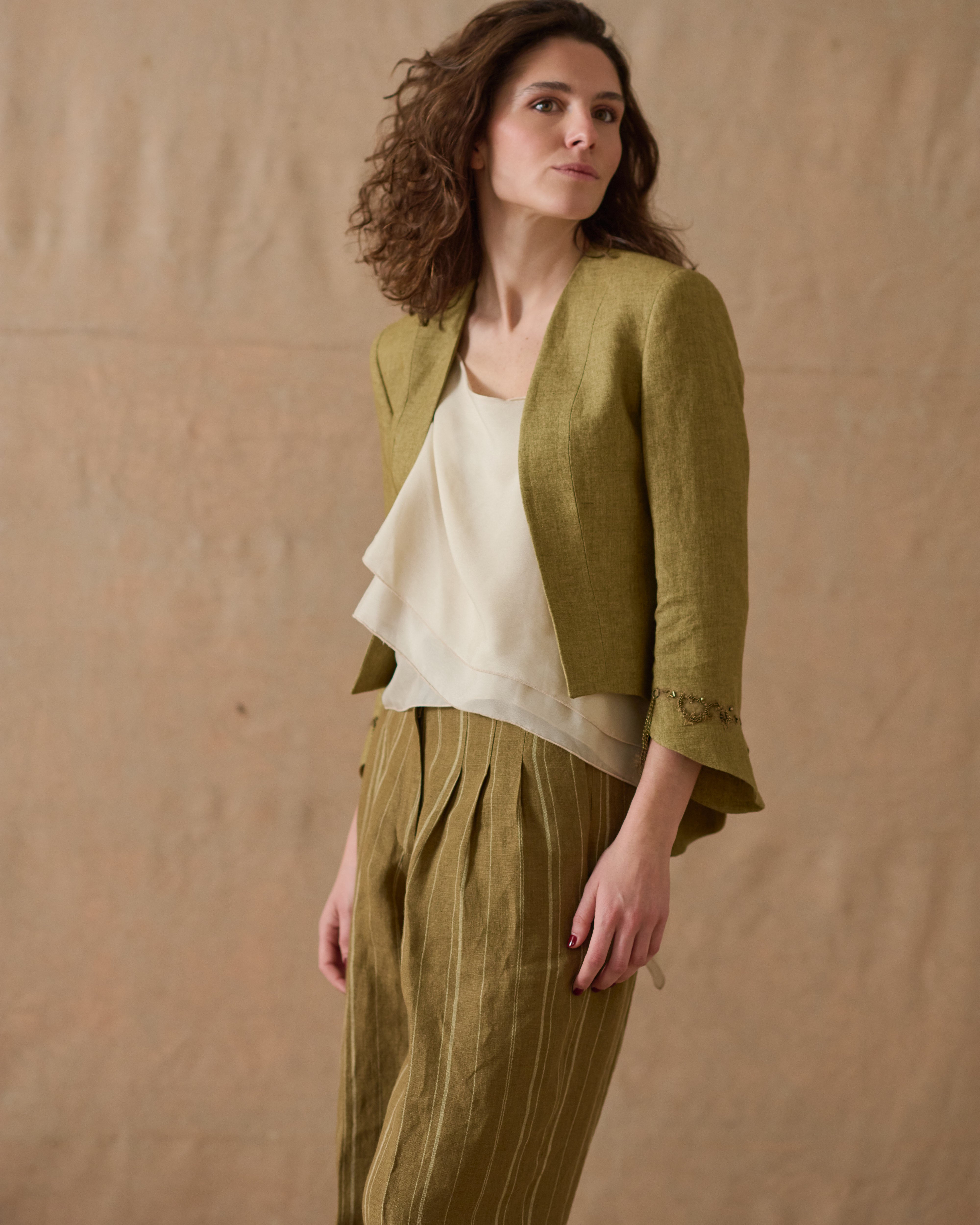 Chaqueta Birdie Daria de Lino - Sand