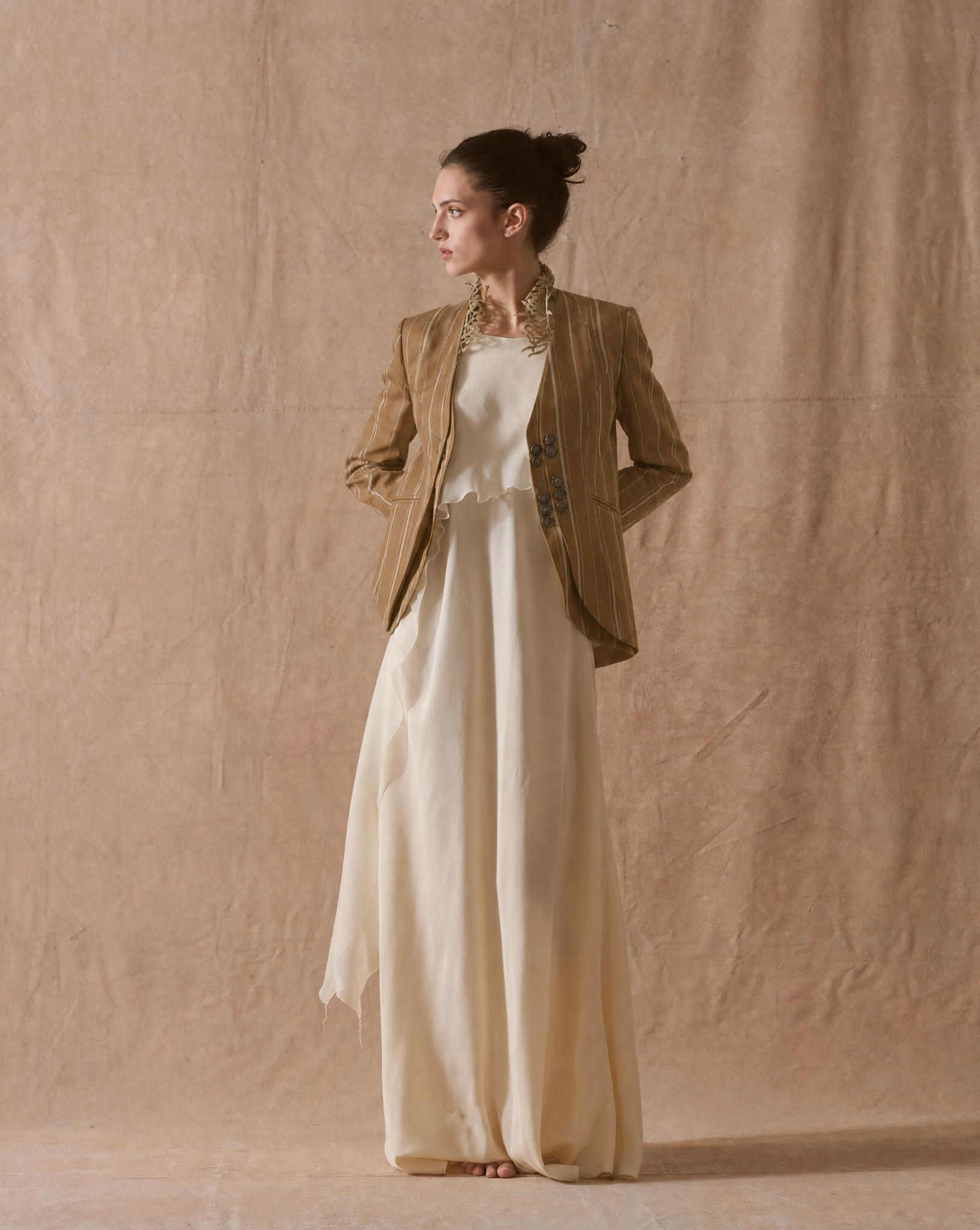 Linen Noor Jacket - Stripes Toffee