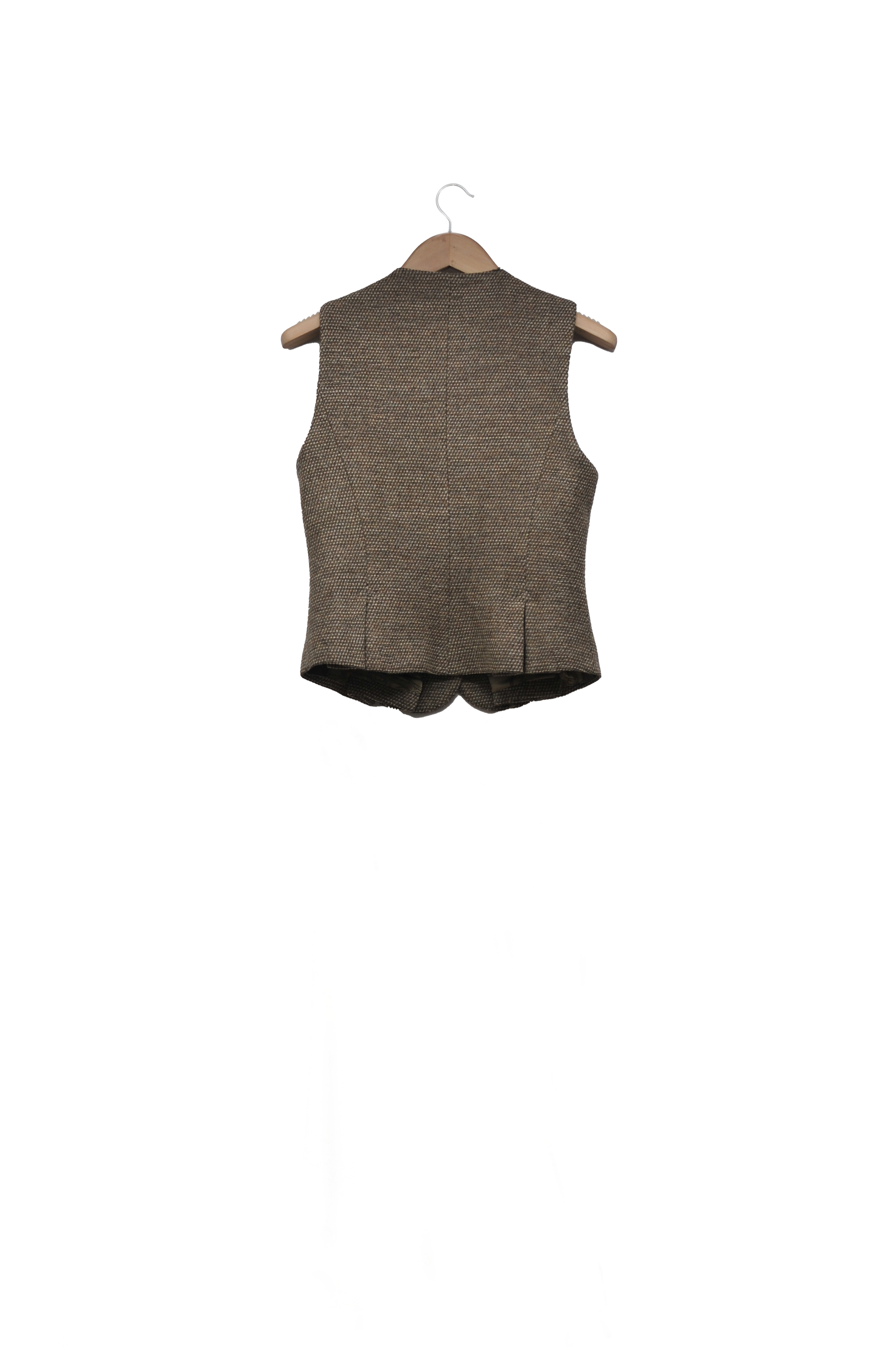 Tweed Knit Pleats Waistcoat