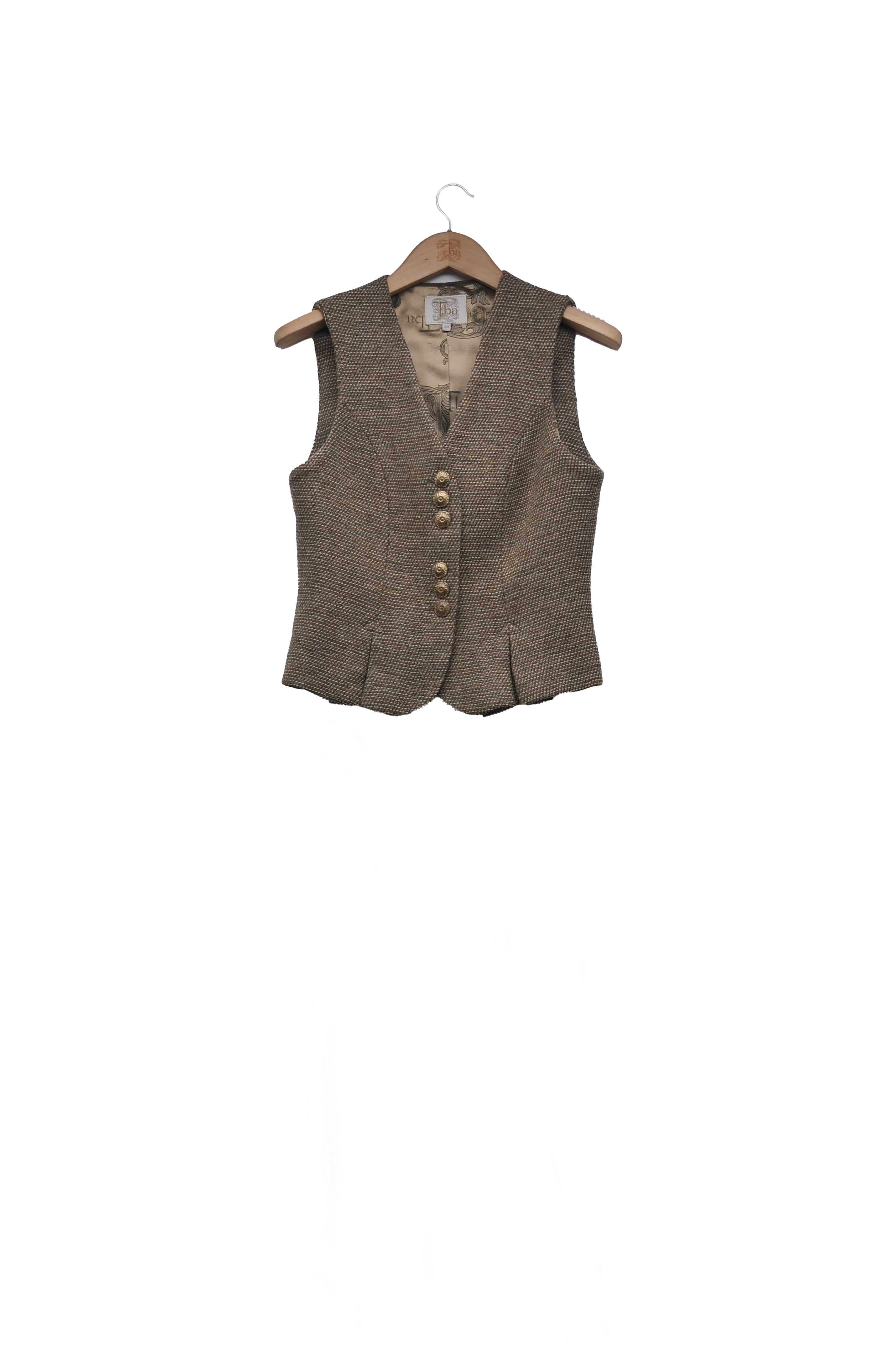 Tweed Knit Pleats Waistcoat