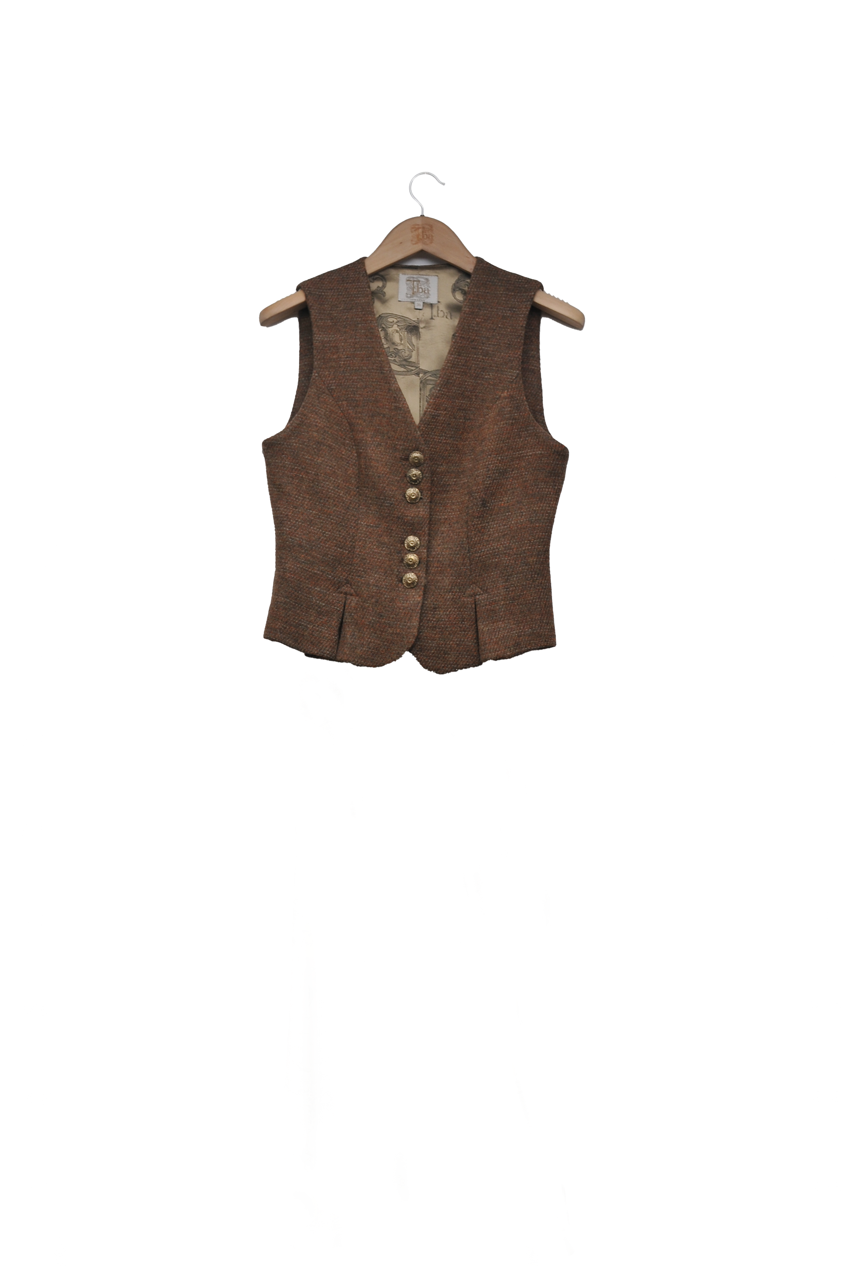 Tweed Knit Pleats Waistcoat