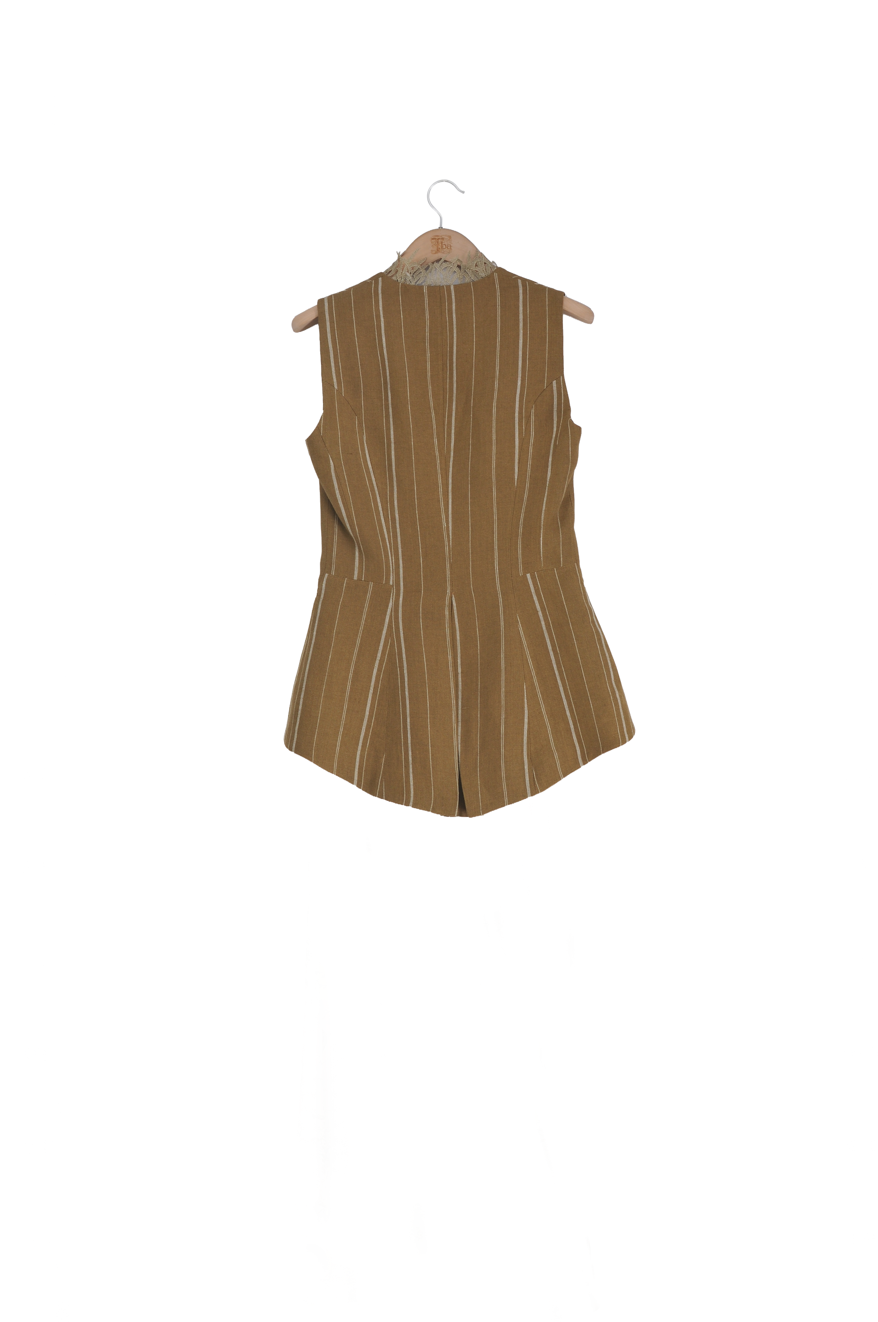 Linen Noor Vest - Stripes Toffee