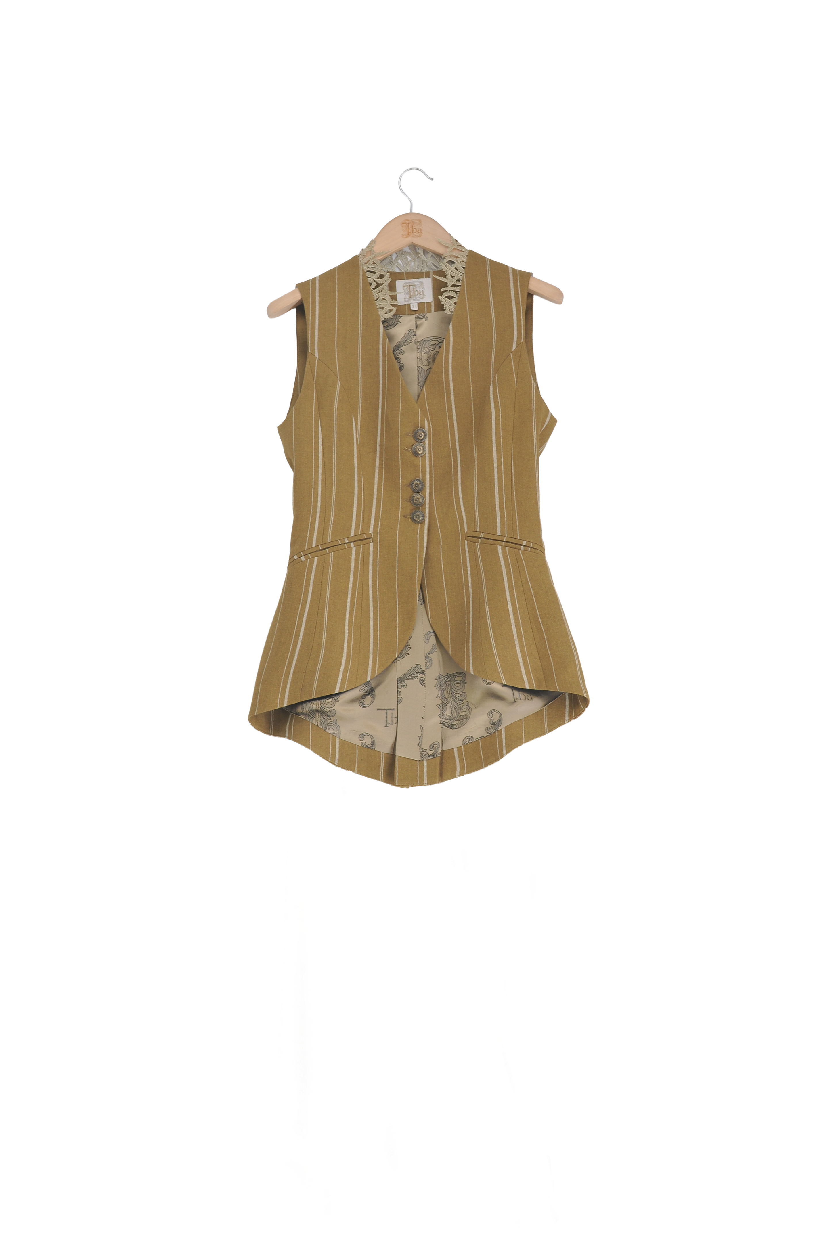 Linen Noor Vest - Stripes Toffee
